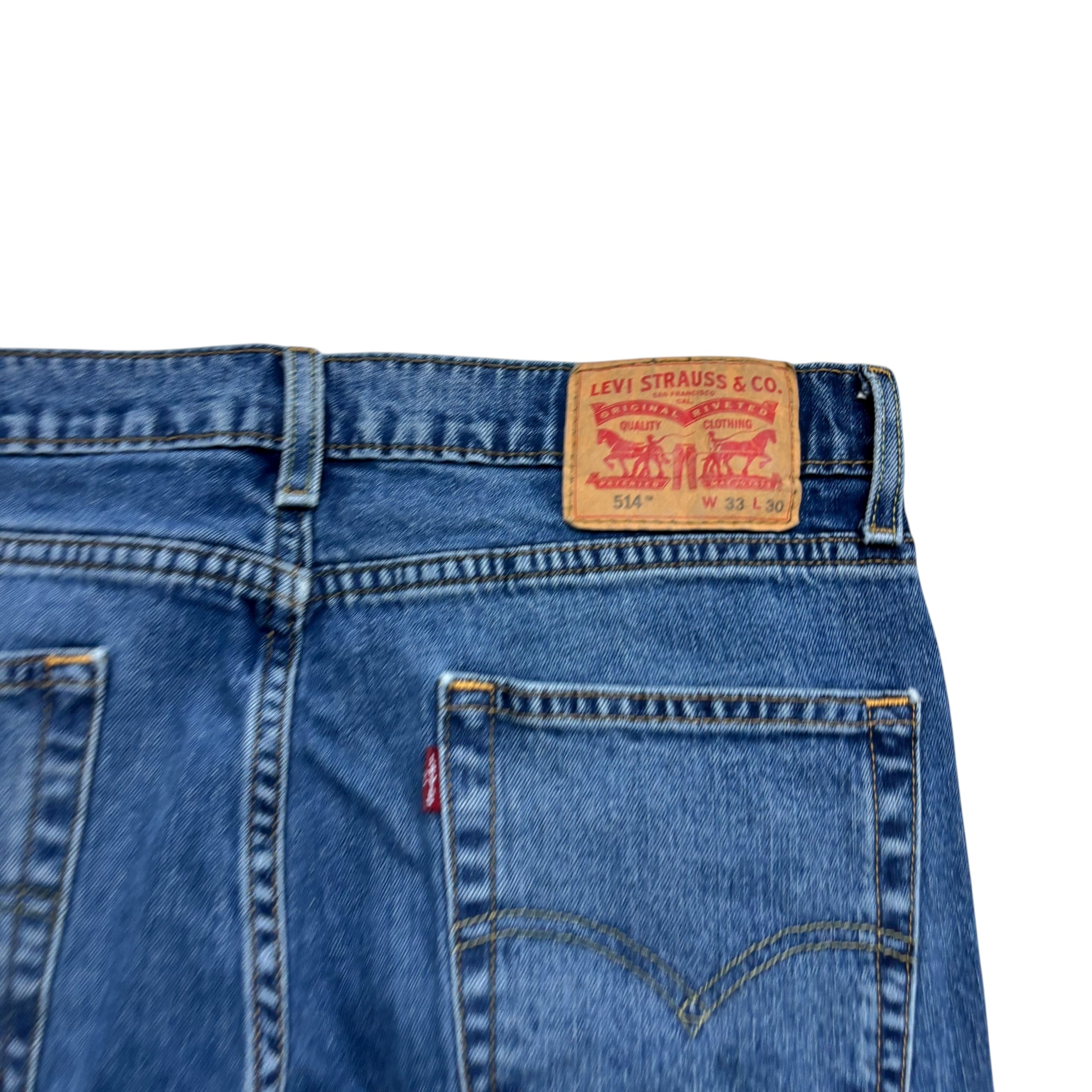 Levis 514 Jeans W32 L28 Mens Mid Blue Regular Straight Fit Stretch Denim