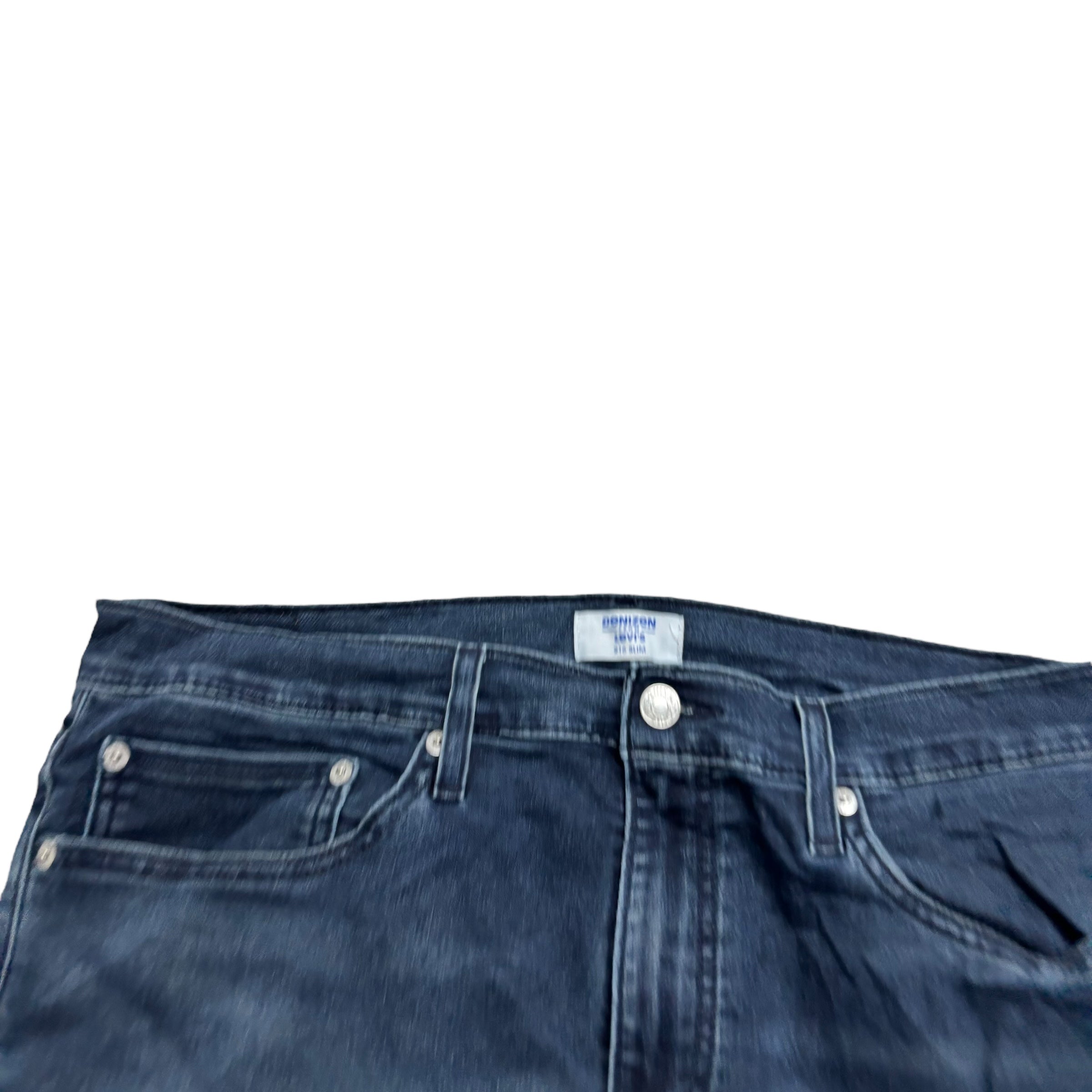 Levis Denizen Jeans W36 L30 Mens Navy Blue Slim Fit Stretch Denim (E)