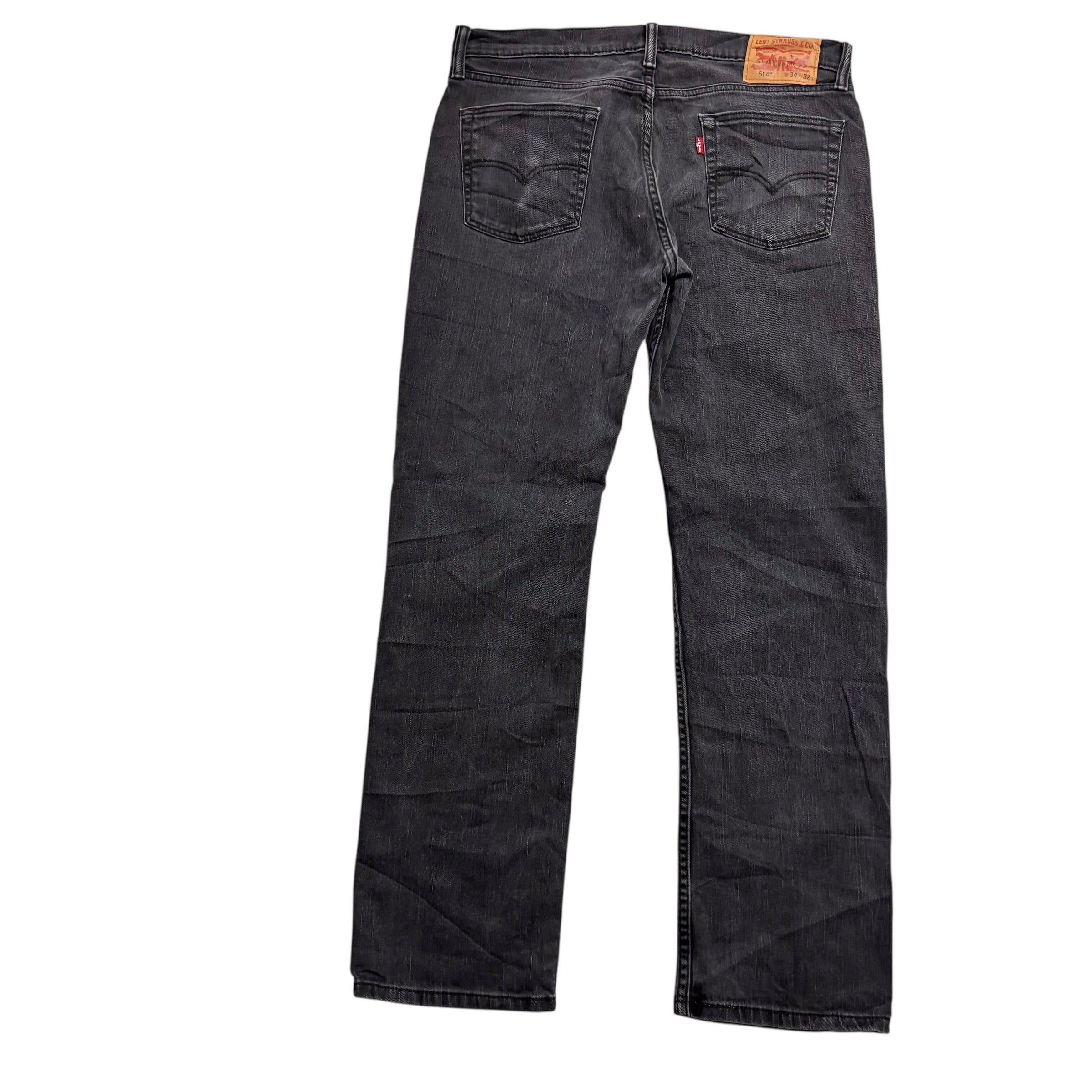 Levis 514 Jeans W34 L31 Mens Black Regular Straight Fit Stretch Denim