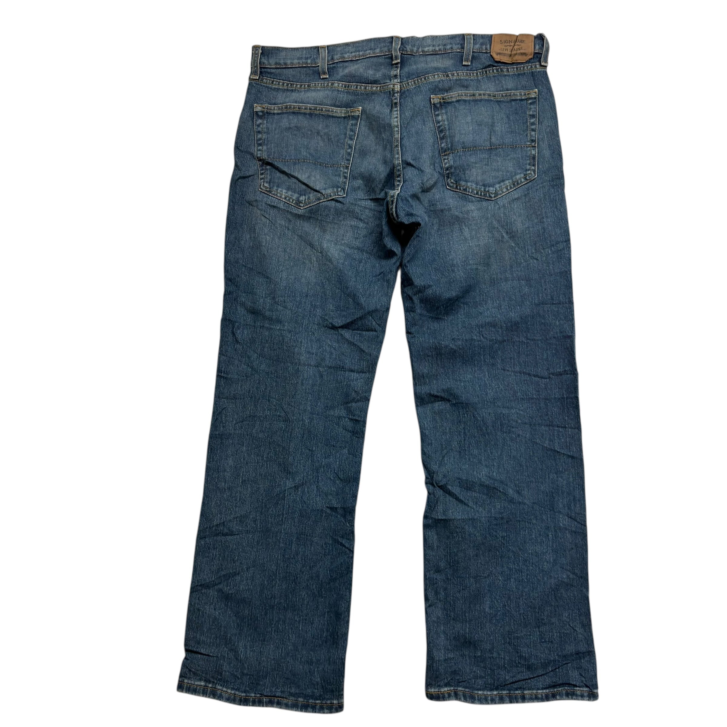 Levis Signature Jeans W38 L30 Mens Dark Blue Relaxed Straight Stretch Denim (E)