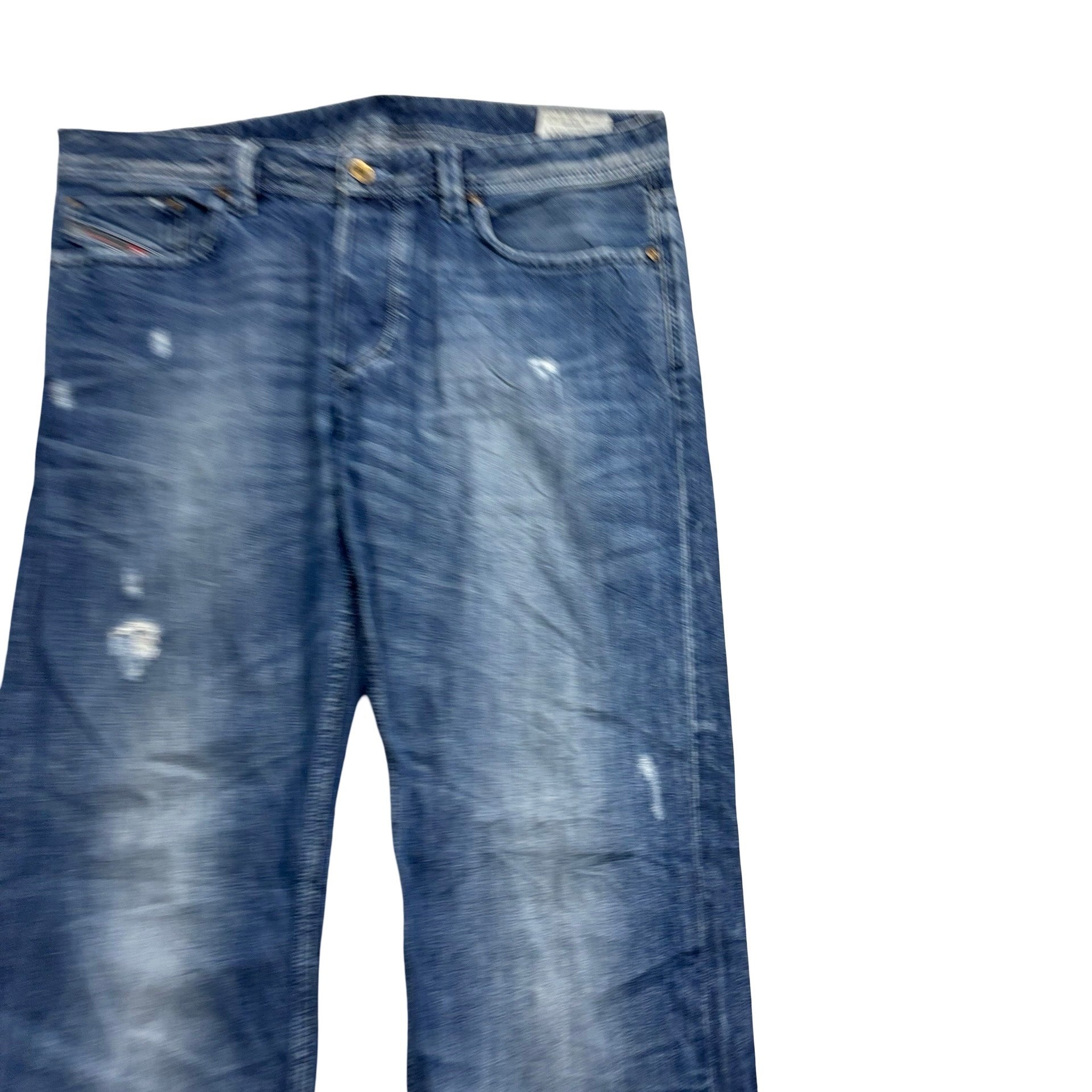 Diesel Larkee Jeans W34 L34 Mens Dark Blue Relaxed Straight Fit Distressed