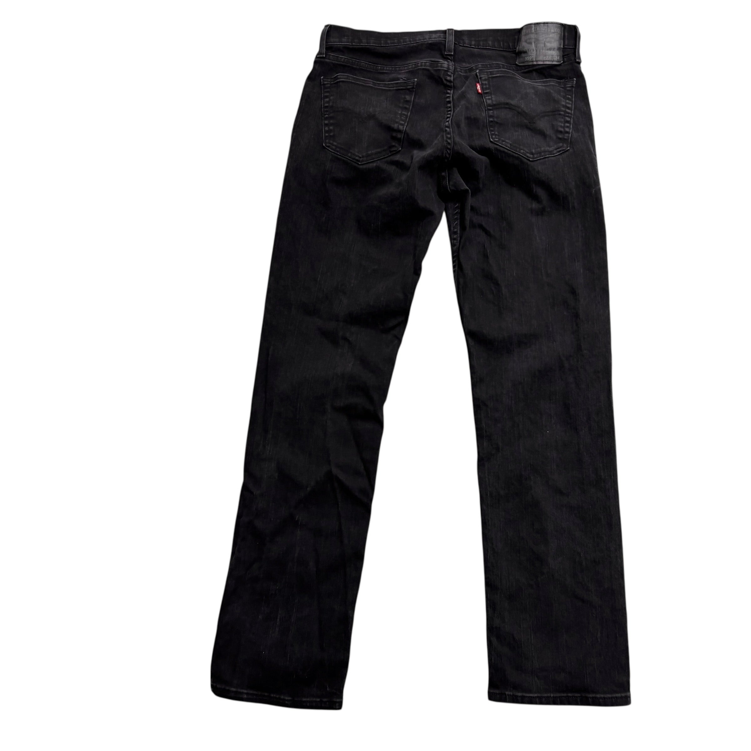 Levis 559 Jeans W34 L33 Mens Black Regular Straight Fit Stretch Denim (E)