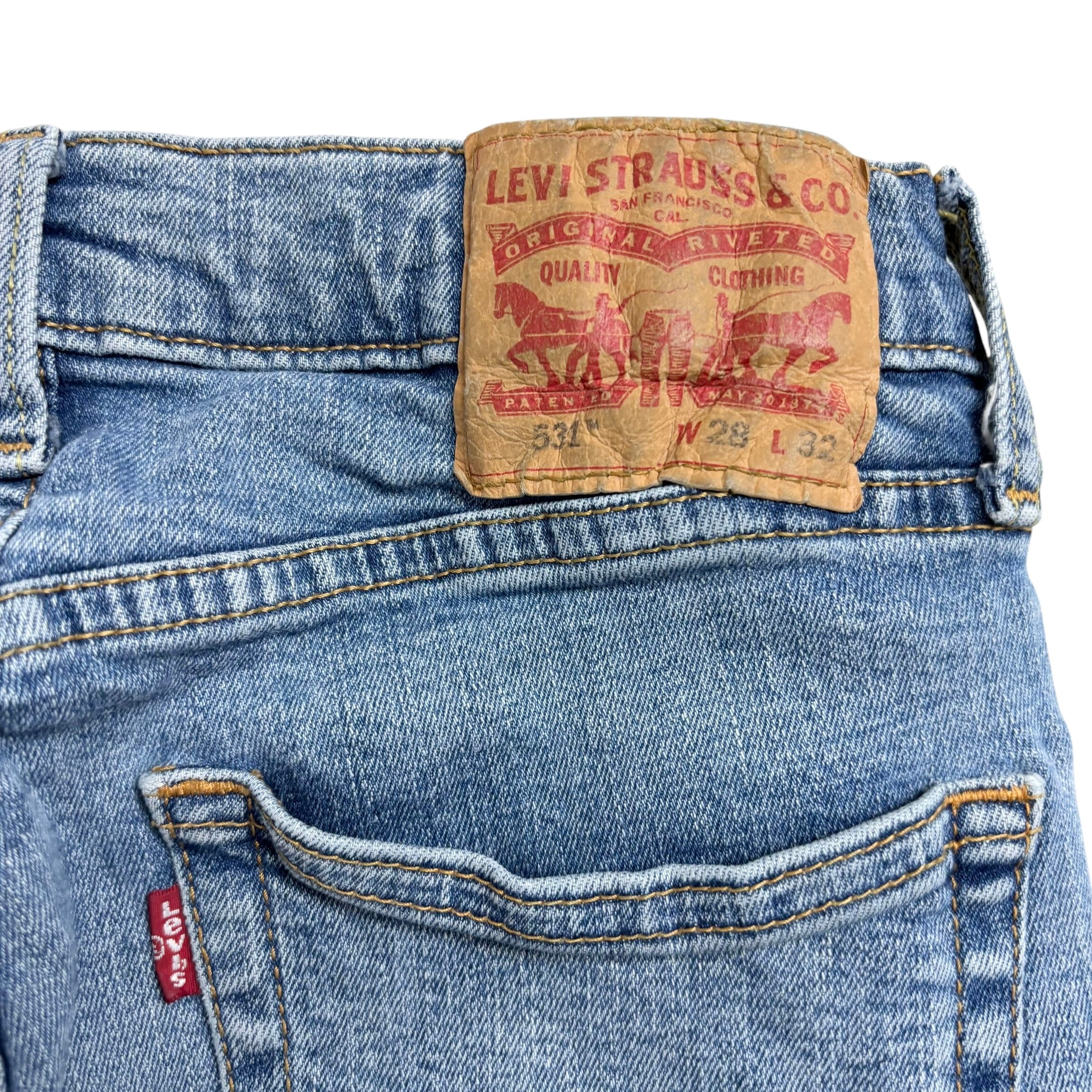 Levis 531 Jeans W27 L31 Mens Light Blue Athletic Slim Fit Stretch Denim (E)