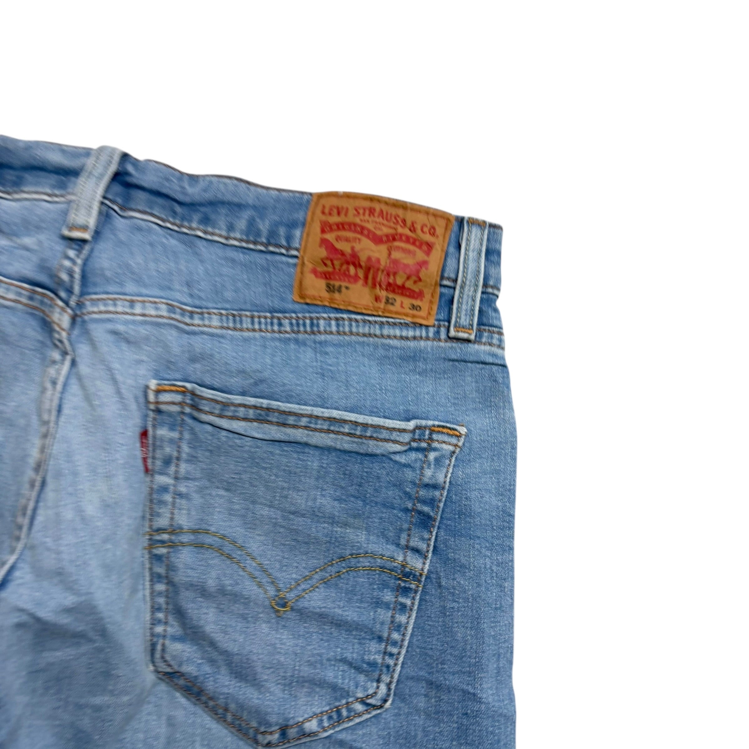 Levis 514 Jeans W32 L30 Mens Light Blue Regular Straight Fit Stretch Denim