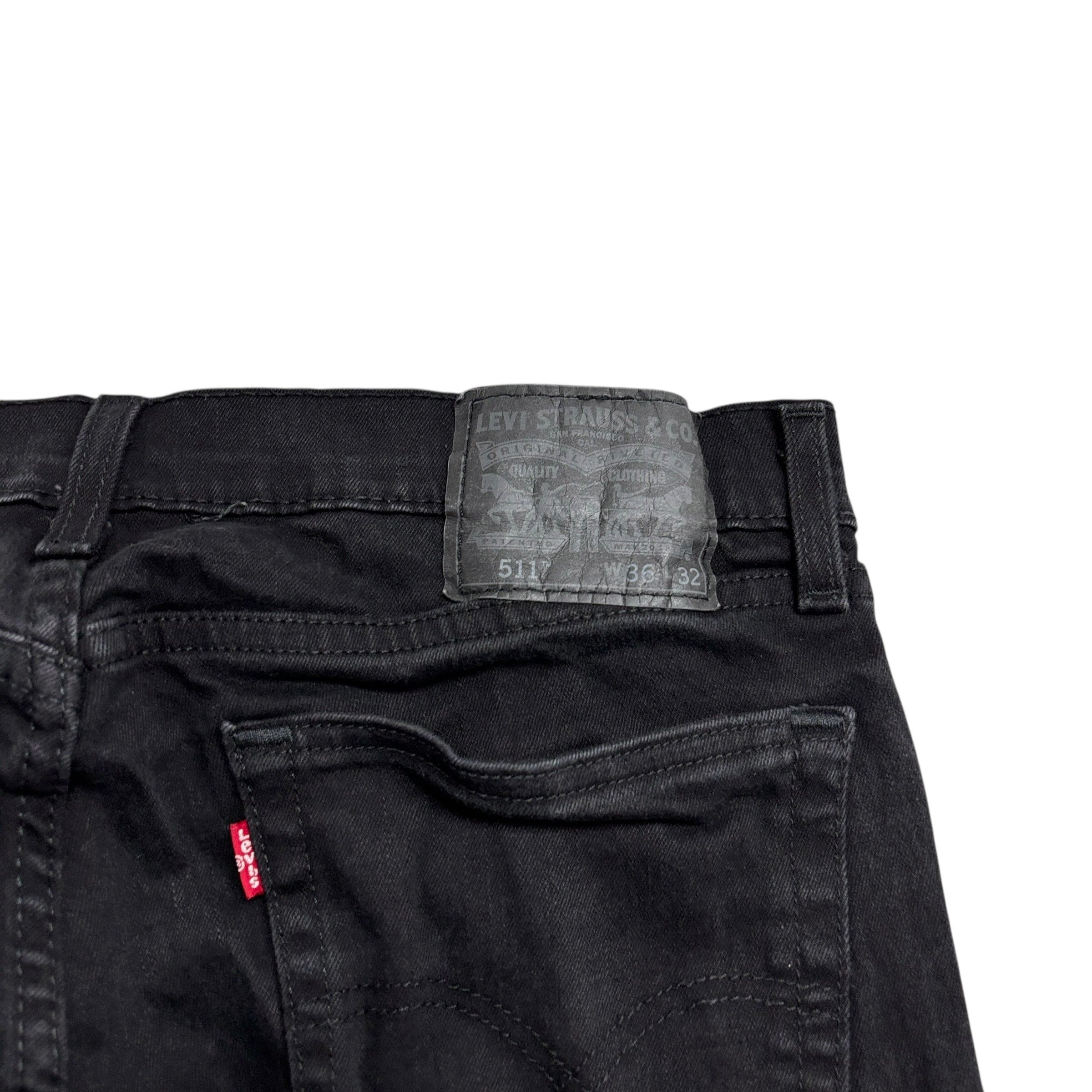 Levis 511 Jeans W36 L32 Mens Black Slim Fit Stretch Denim (E)