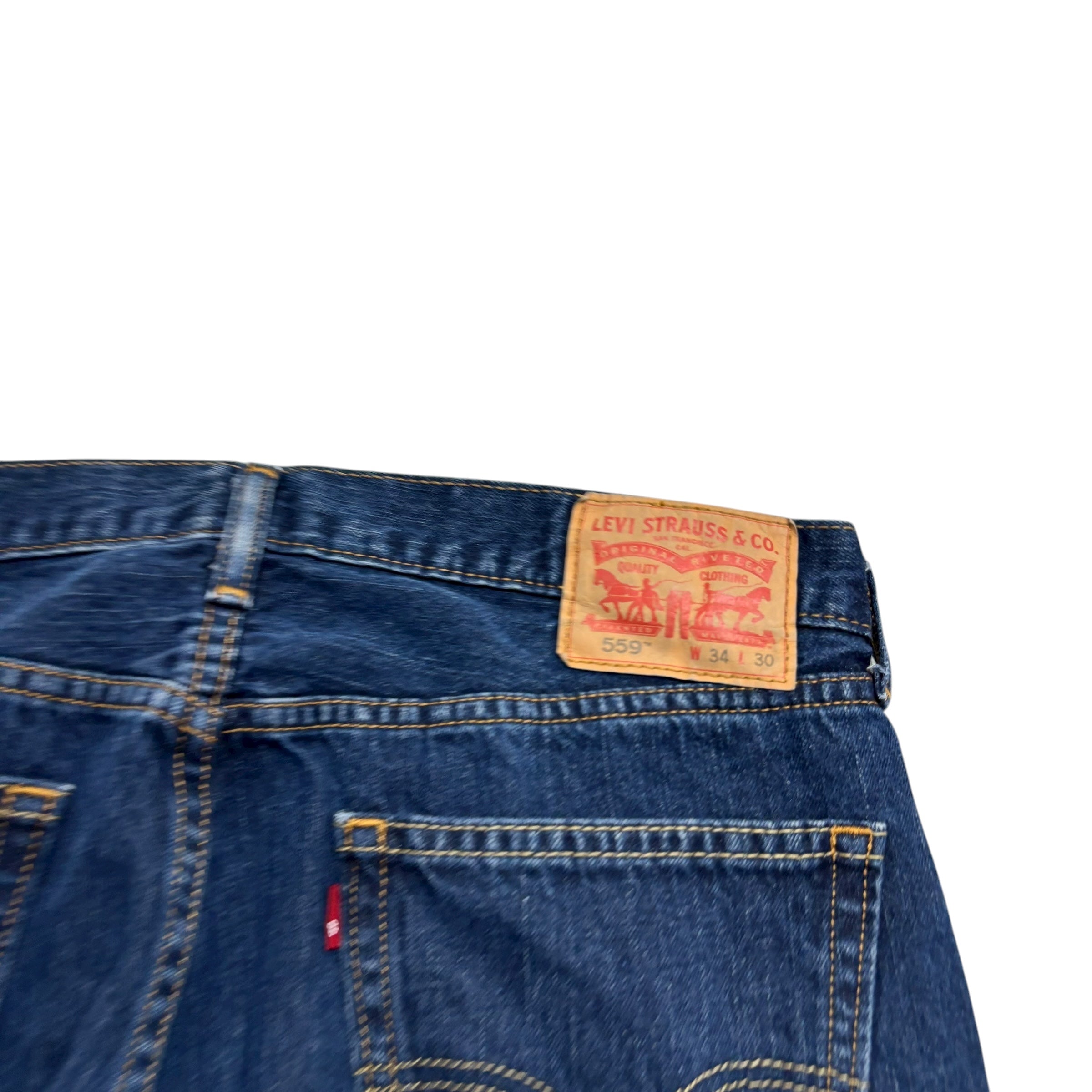 Levis 559 Jeans W34 L30 Mens Dark Blue Baggy Relaxed Fit Vintage Denim (E)