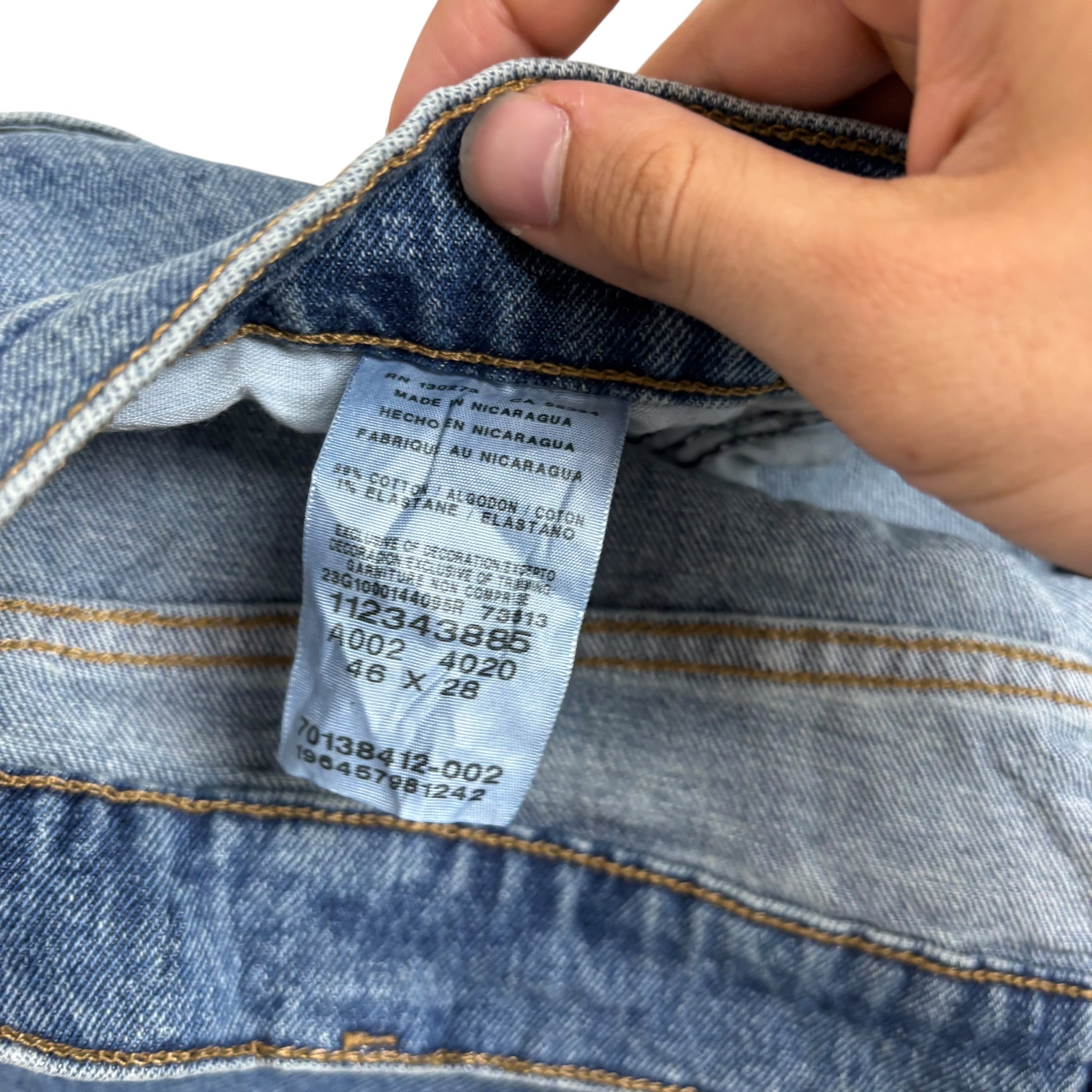 Lee Jeans W46 L28 Mens Mid Blue Relaxed Straight Fit Stretch Denim
