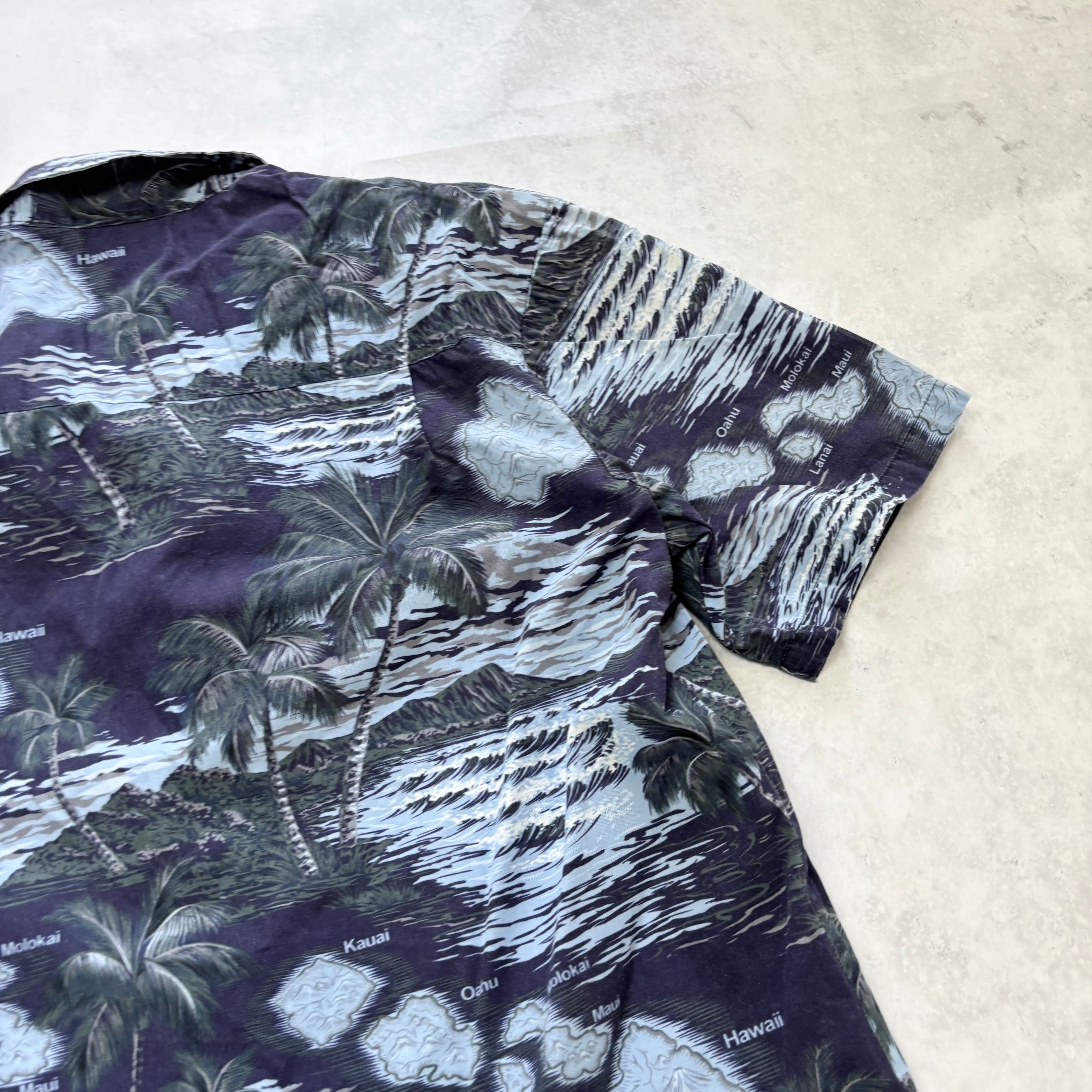 Vintage Hawaiian Shirt Mens Medium Blue Floral Aloha Short Sleeve Cotton (E)