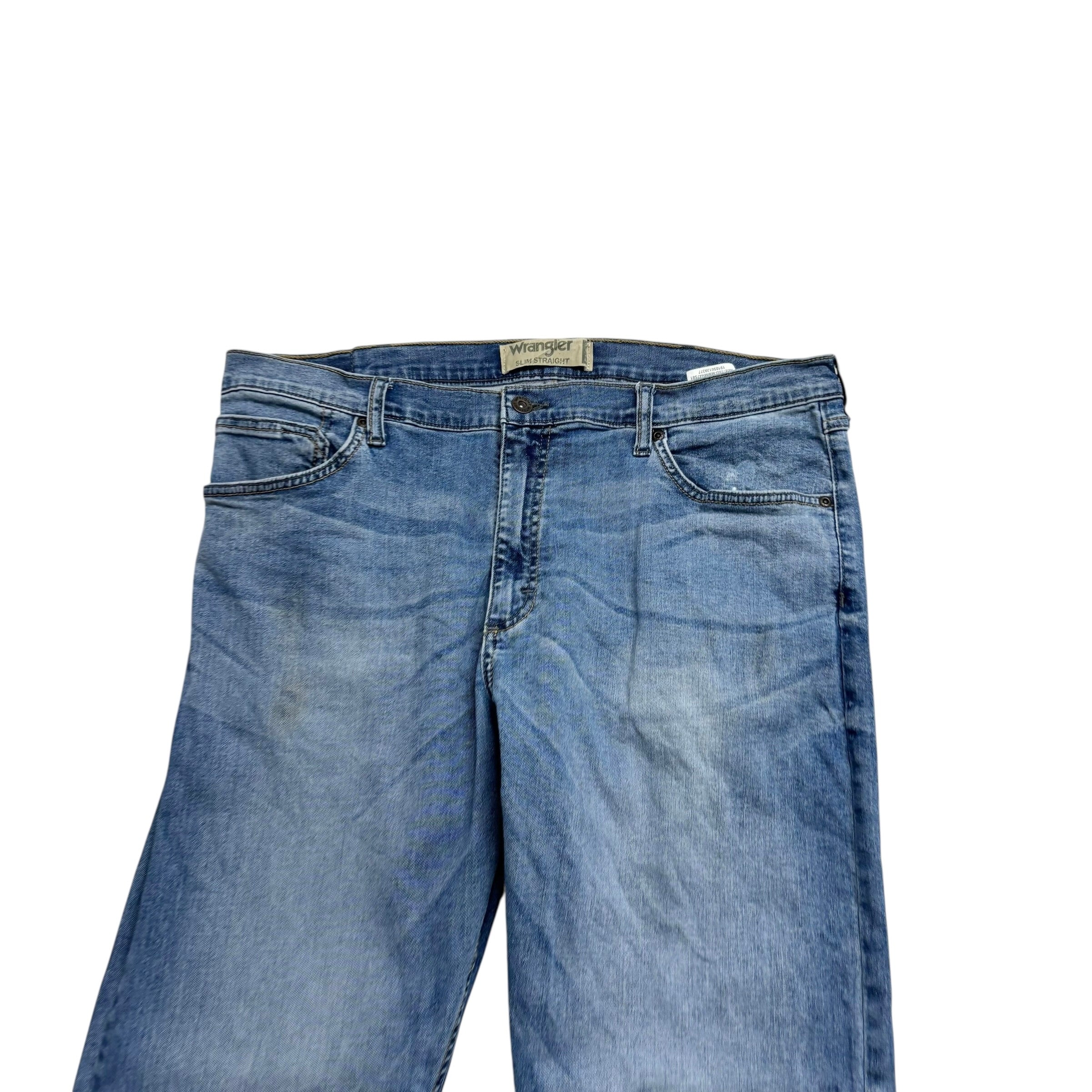 Wrangler Jeans W38 L30 Mens Mid Blue Slim Straight Fit Stretch Denim (F)