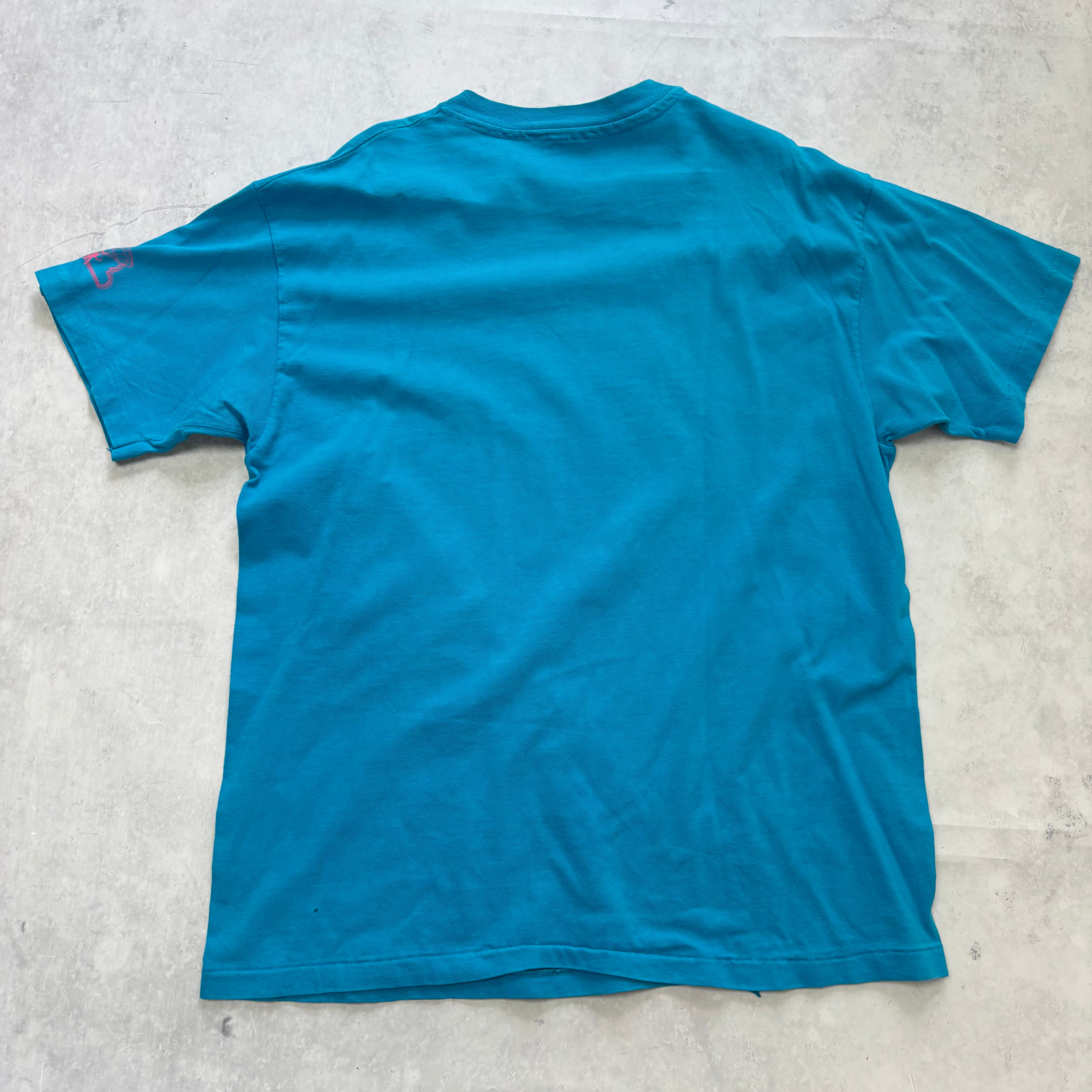Vintage T Shirt Mens Large Blue Single Stitch Graphic Print 90s Skydiving (E)