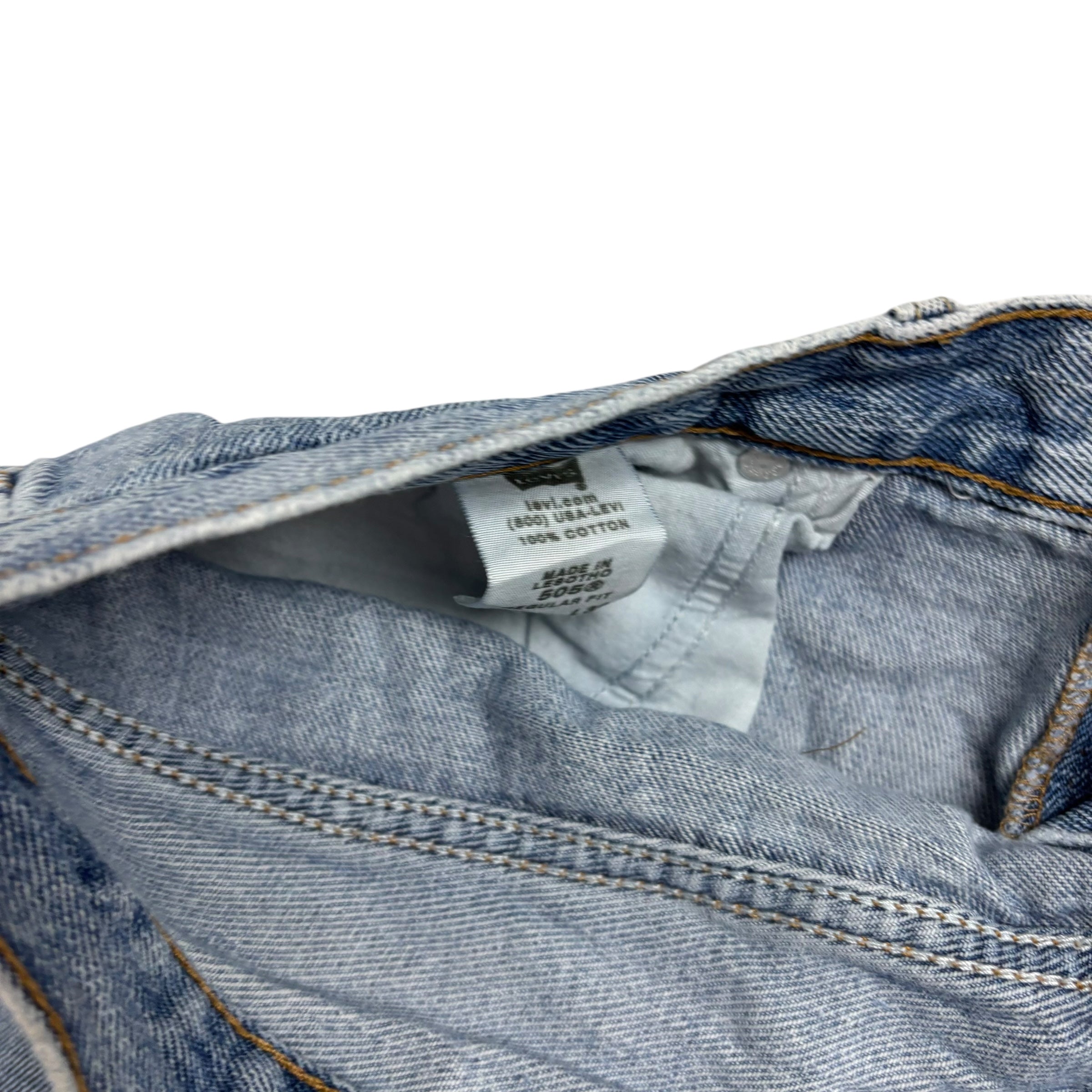 Levis 505 Jeans W36 L30 Mens Light Blue Regular Straight Fit Vintage Denim (E)