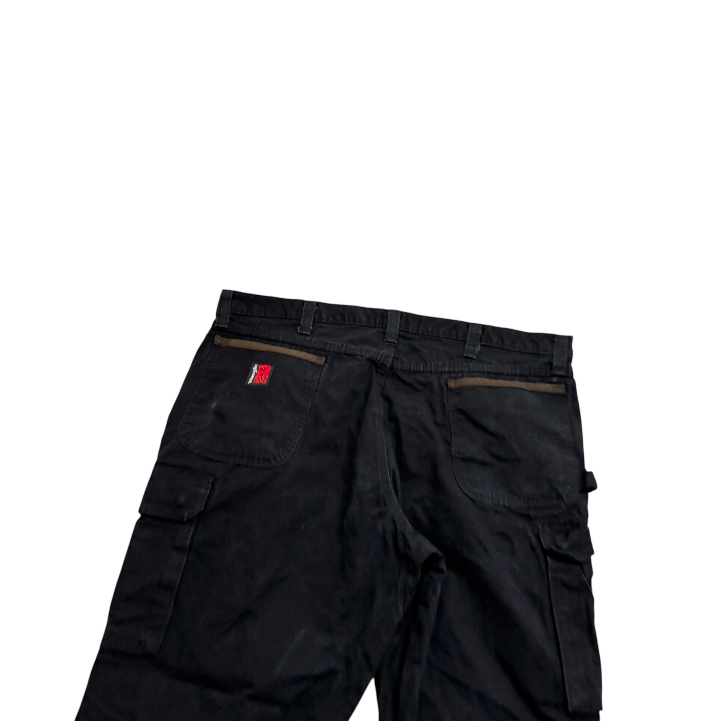 Wrangler Cargo Pants W42 L30 Mens Black Relaxed Straight Fit Trousers (E)