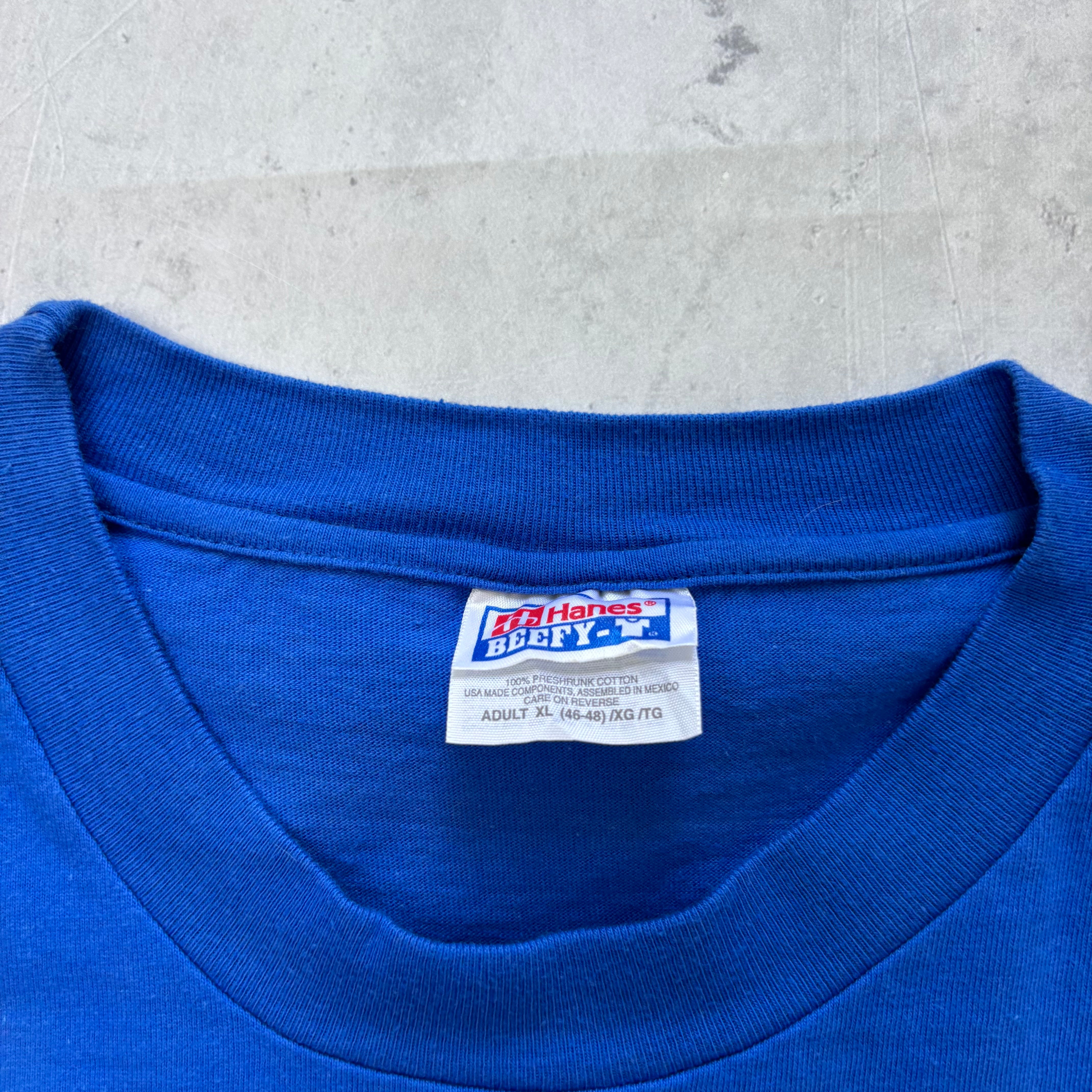 Vintage T Shirt Mens XL Blue Graphic Print 90s USA Amgen (E)