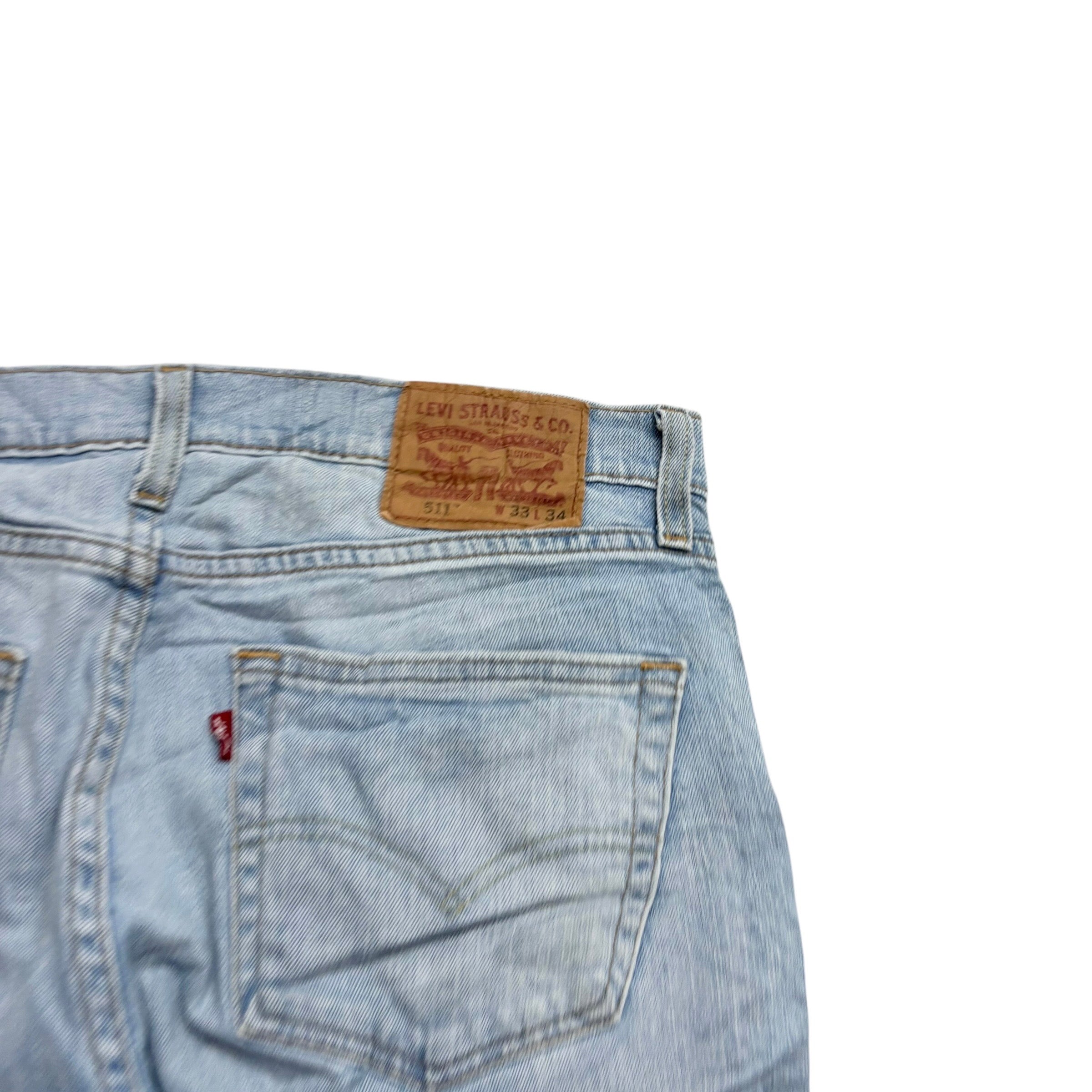 Levis 511 Jeans W33 L34 Mens Light Blue Slim Fit Stretch Denim