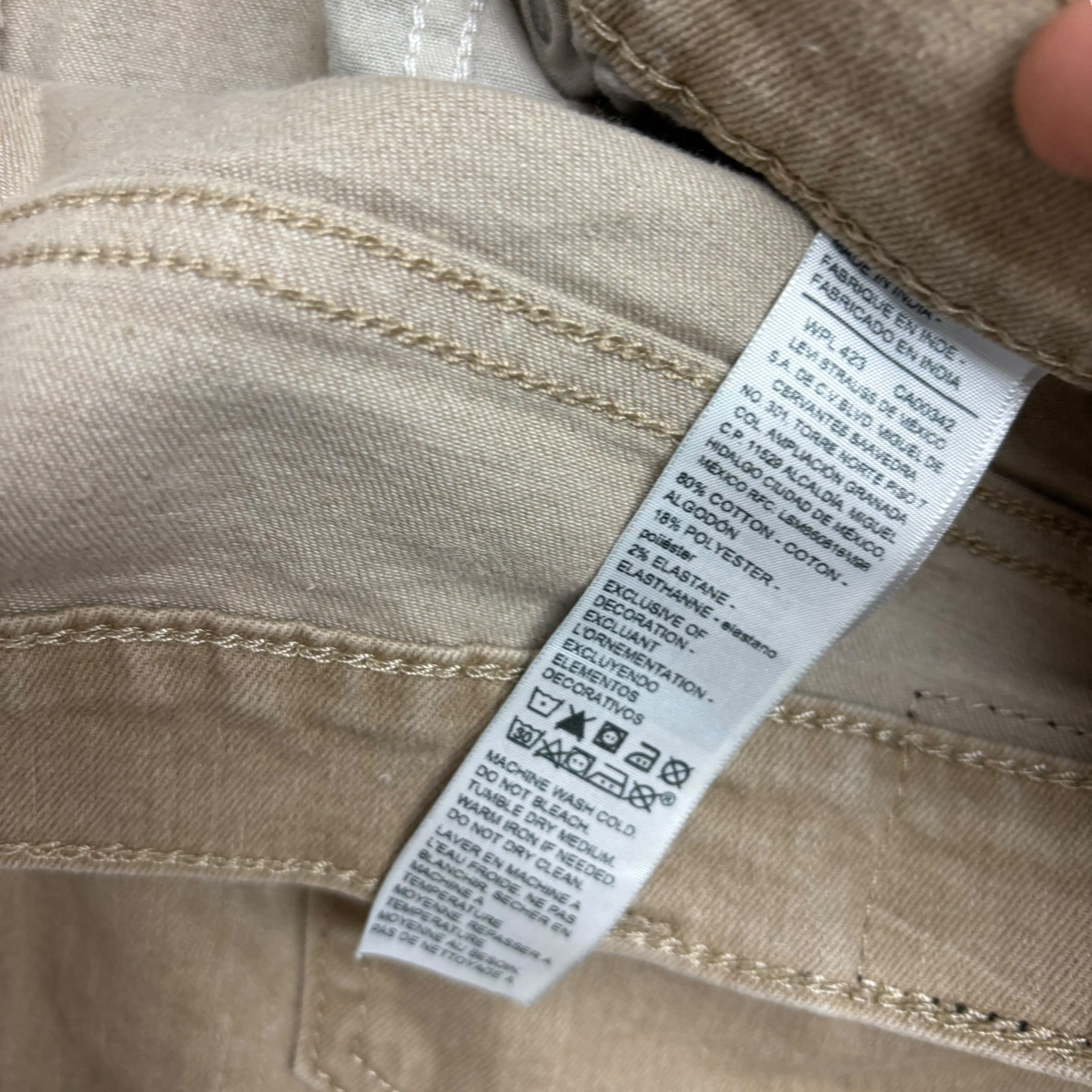 Levis Denizen Jeans W38 L32 Mens Beige Athletic Straight Fit Stretch Denim