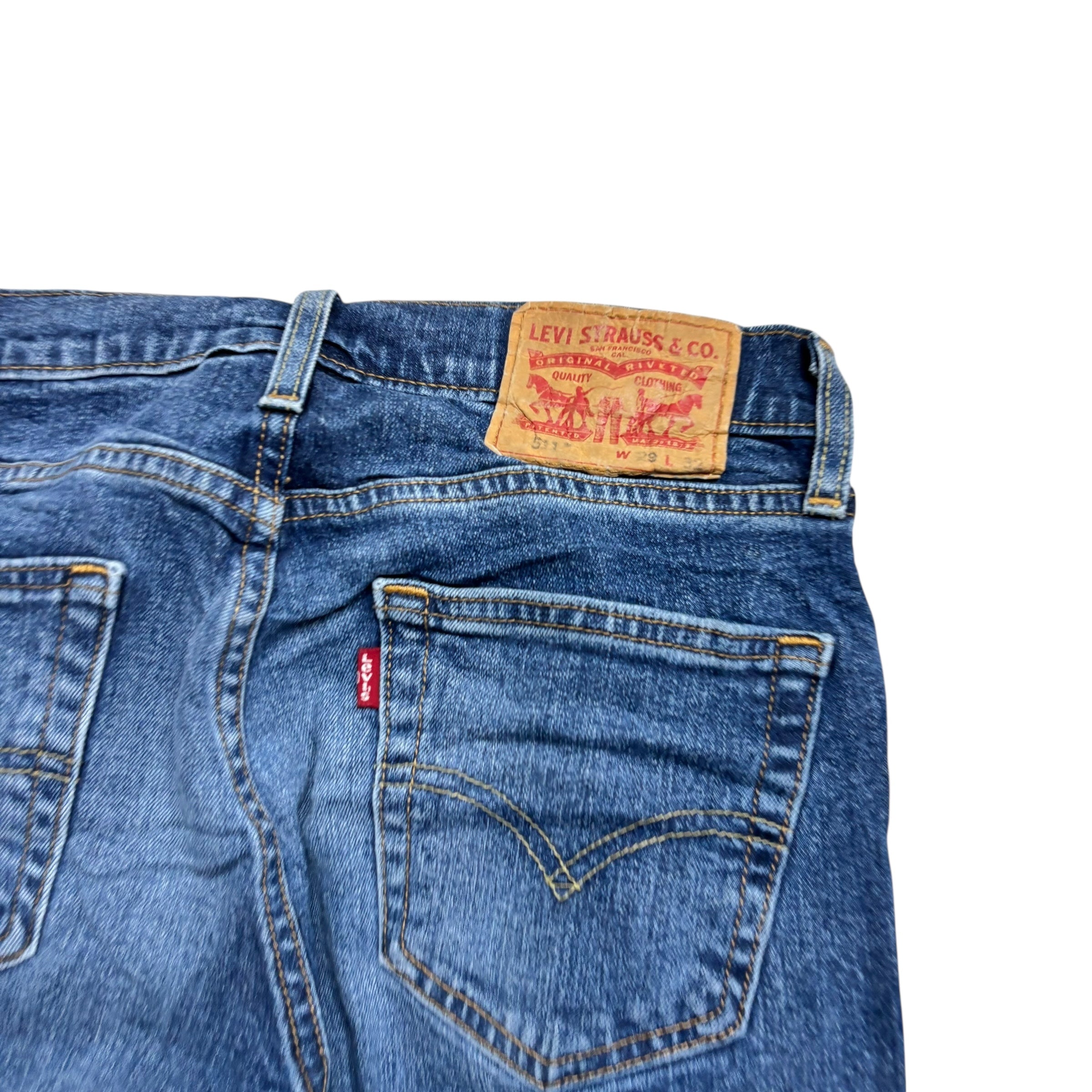 Levis 511 Jeans W29 L32 Mens Mid Blue Slim Fit Stretch Denim (E)
