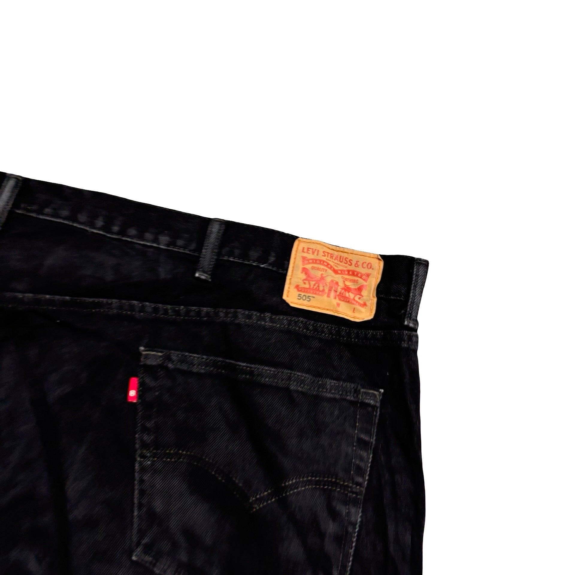 Levis 505 Jeans W56 L30 Mens Black Regular Straight Fit Denim