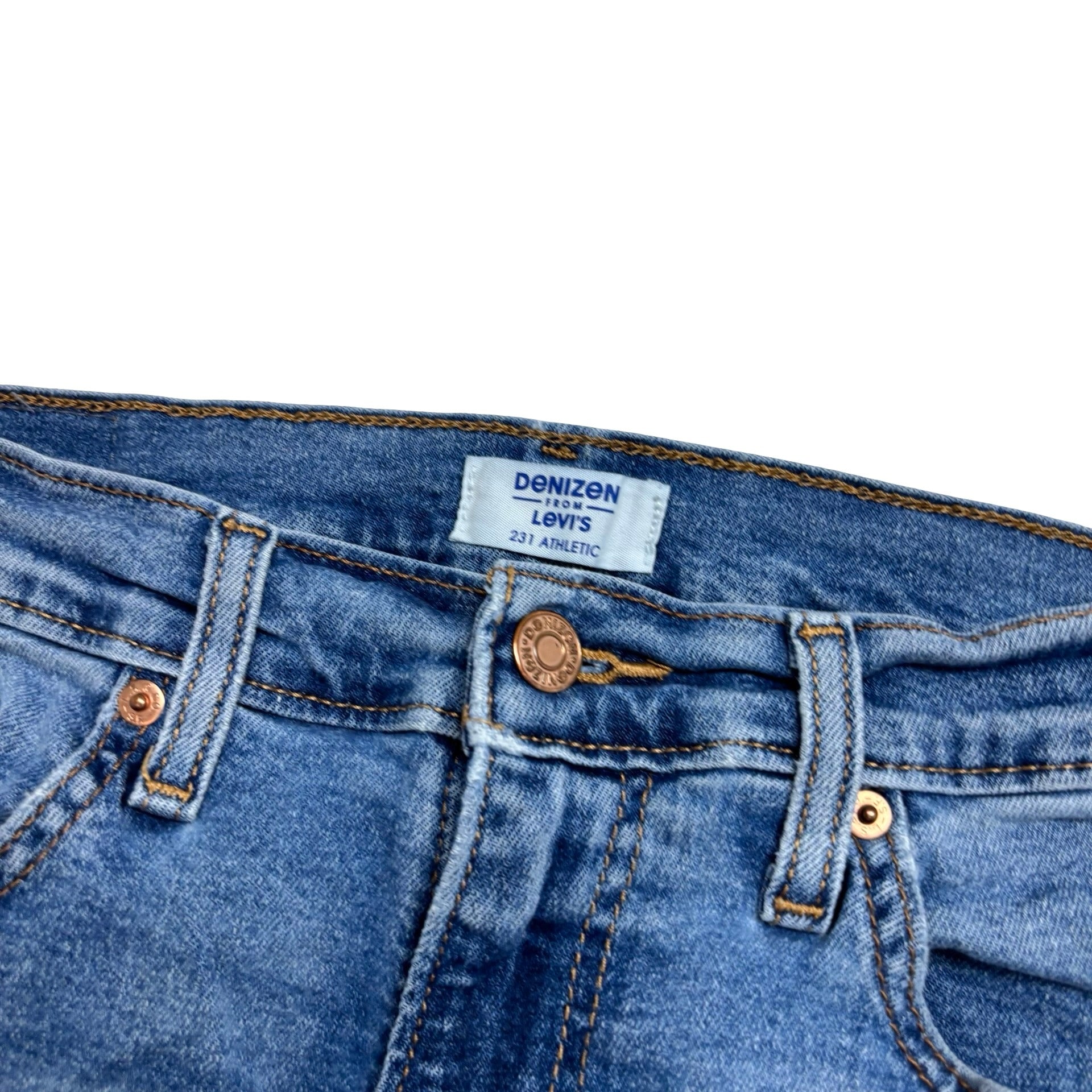 Levis Denizen Jeans W32 L31 Mens Mid Blue Athletic Tapered Fit Stretch (E)