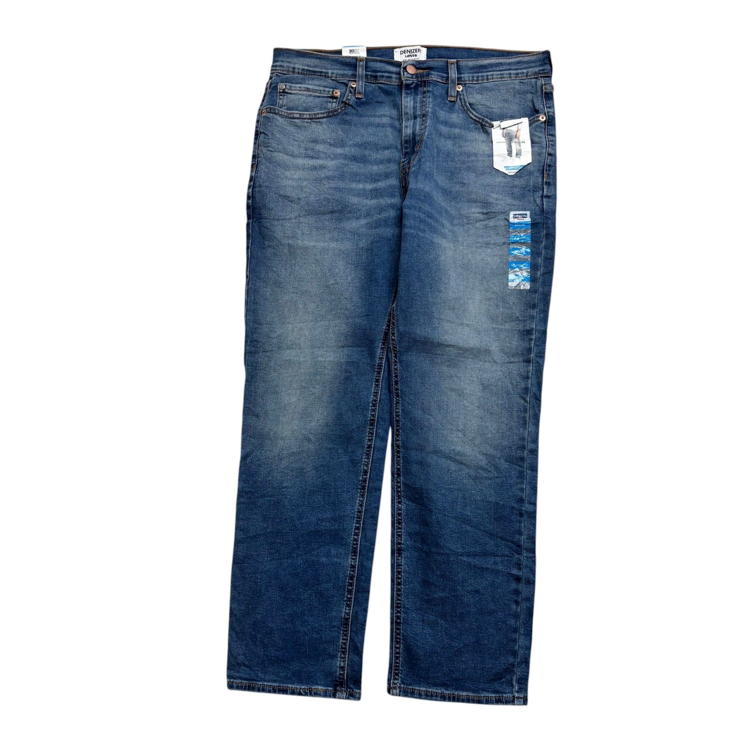 Levis Denizen Jeans W34 L30 Mens Mid Blue Athletic Tapered Fit Stretch (E)