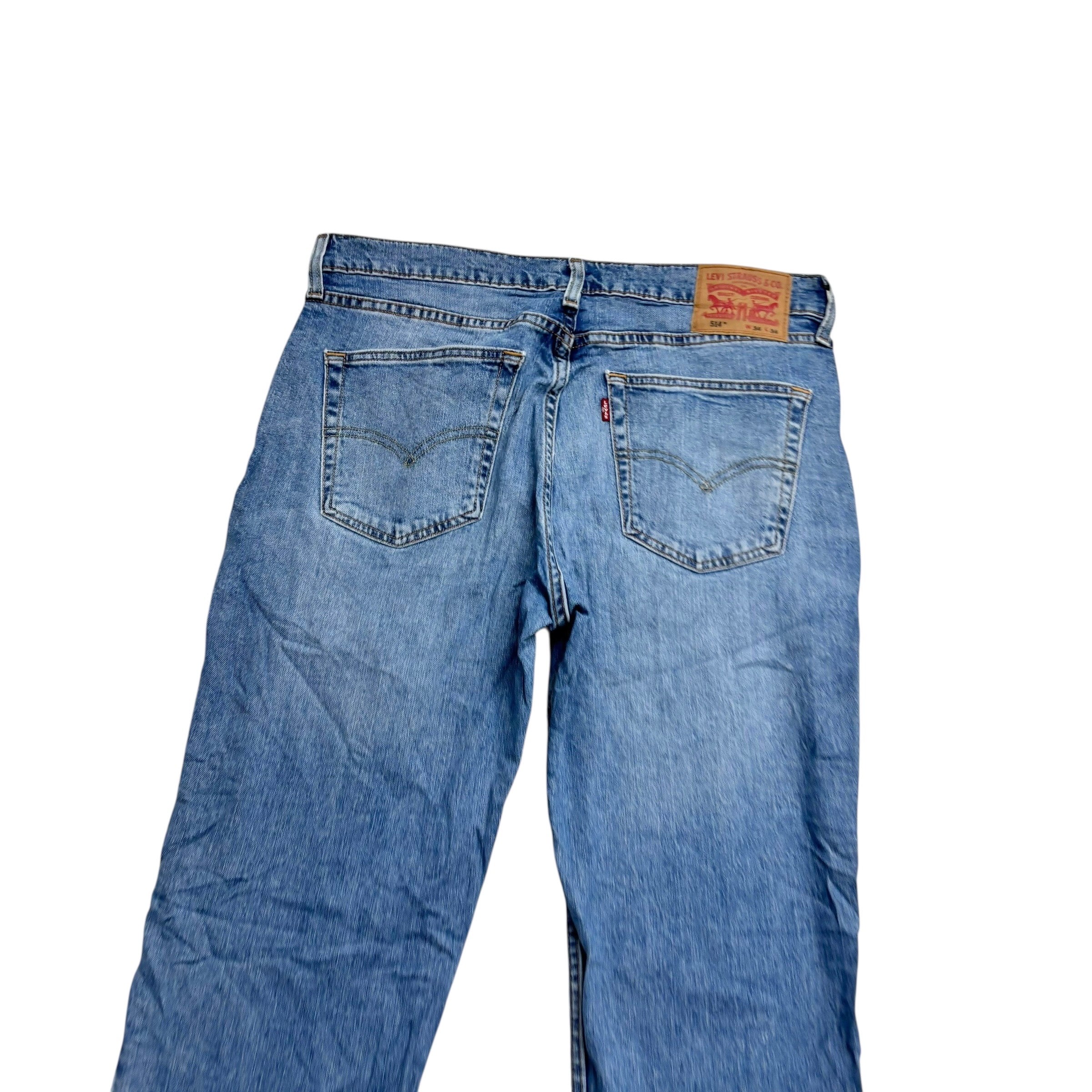 Levis 514 Jeans W34 L34 Mens Light Blue Regular Straight Fit Stretch Denim (E)
