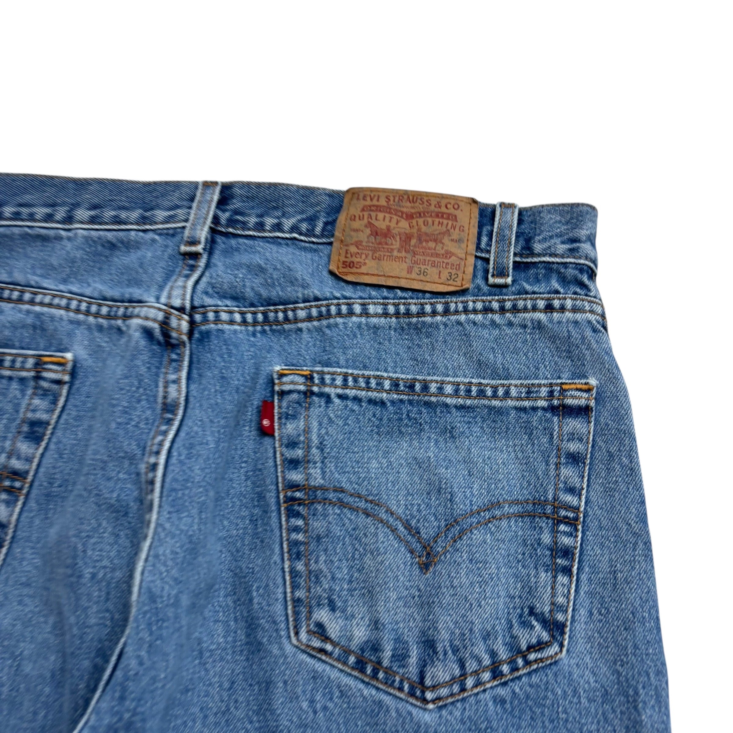 Levis 505 Jeans W35 L32 Mens Light Blue Regular Straight Fit Vintage Denim
