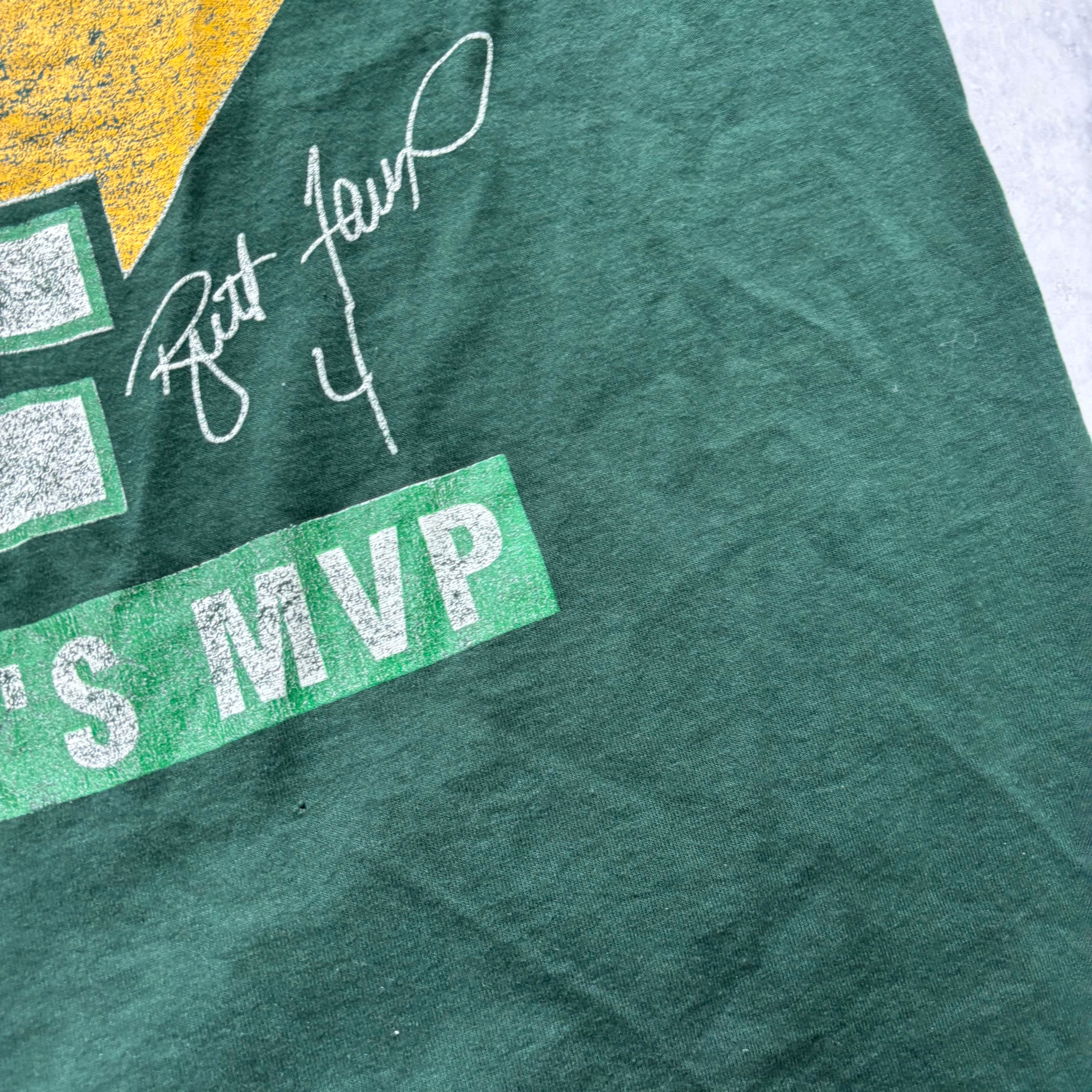 Vintage T Shirt Mens Large Green Single Stitch Graphic Print 90s USA NFL