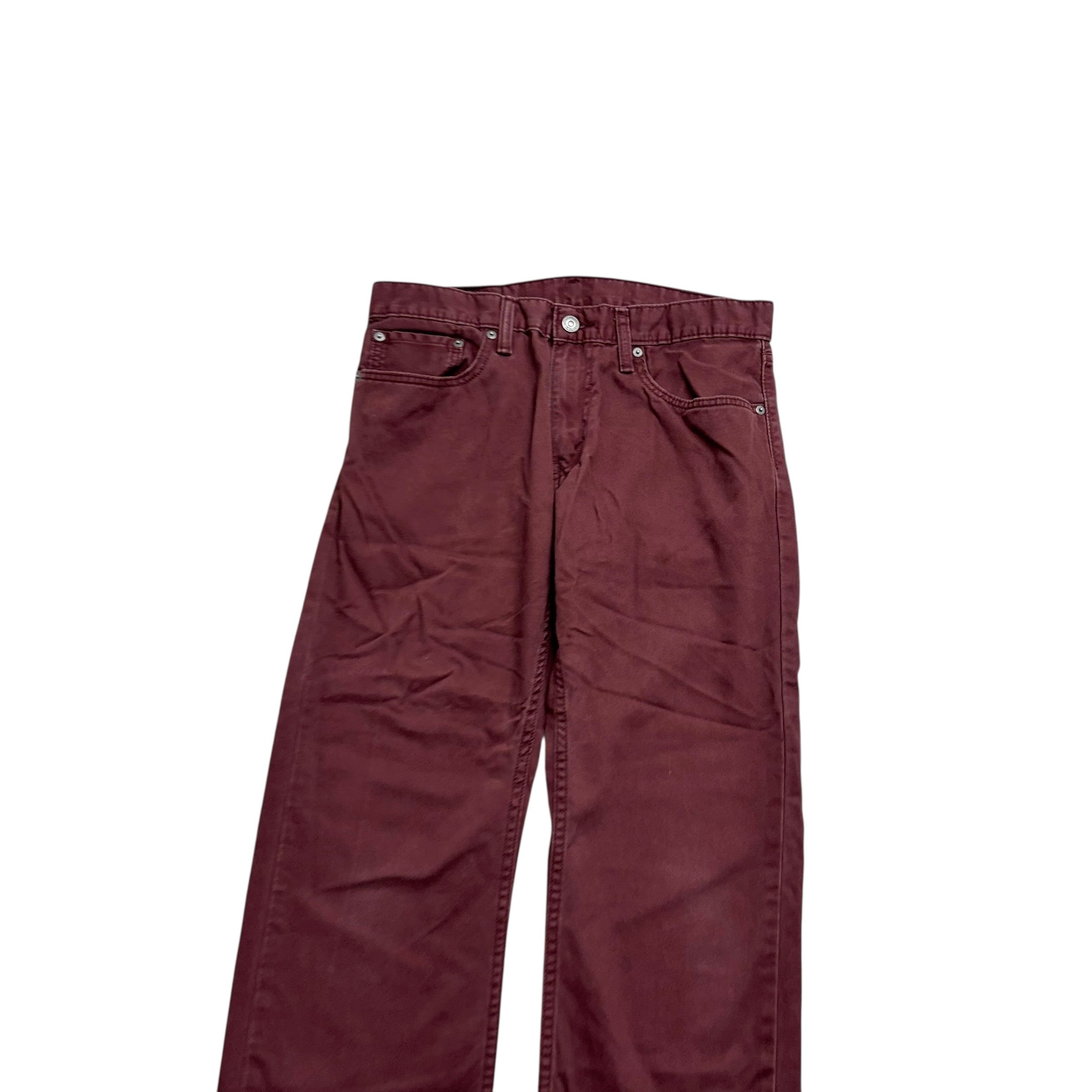 Levis 514 Trousers W32 L32 Mens Burgundy Regular Straight Fit Cotton Pants