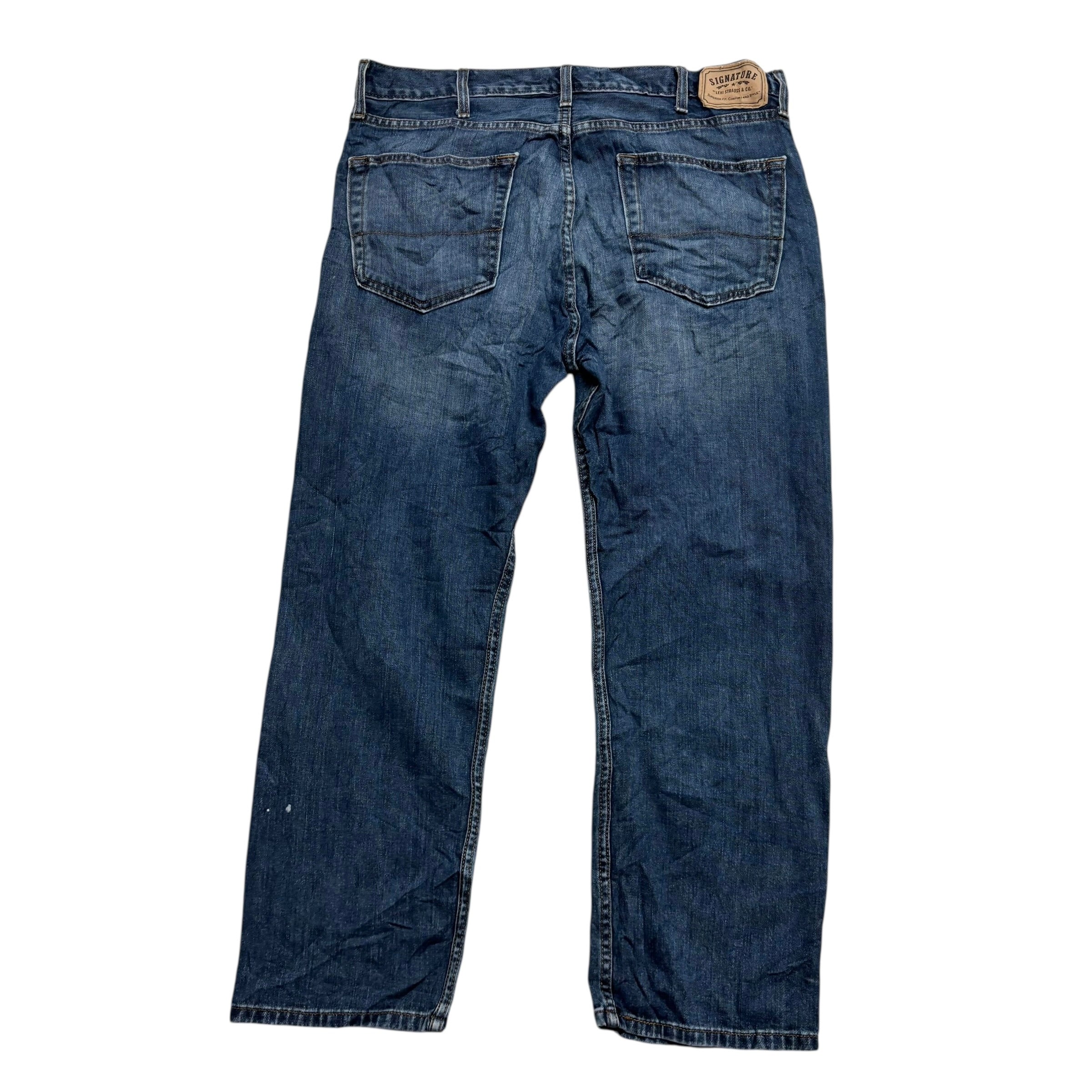 Levis Signature Jeans W38 L29 Mens Dark Blue Regular Straight Vintage Denim (F)