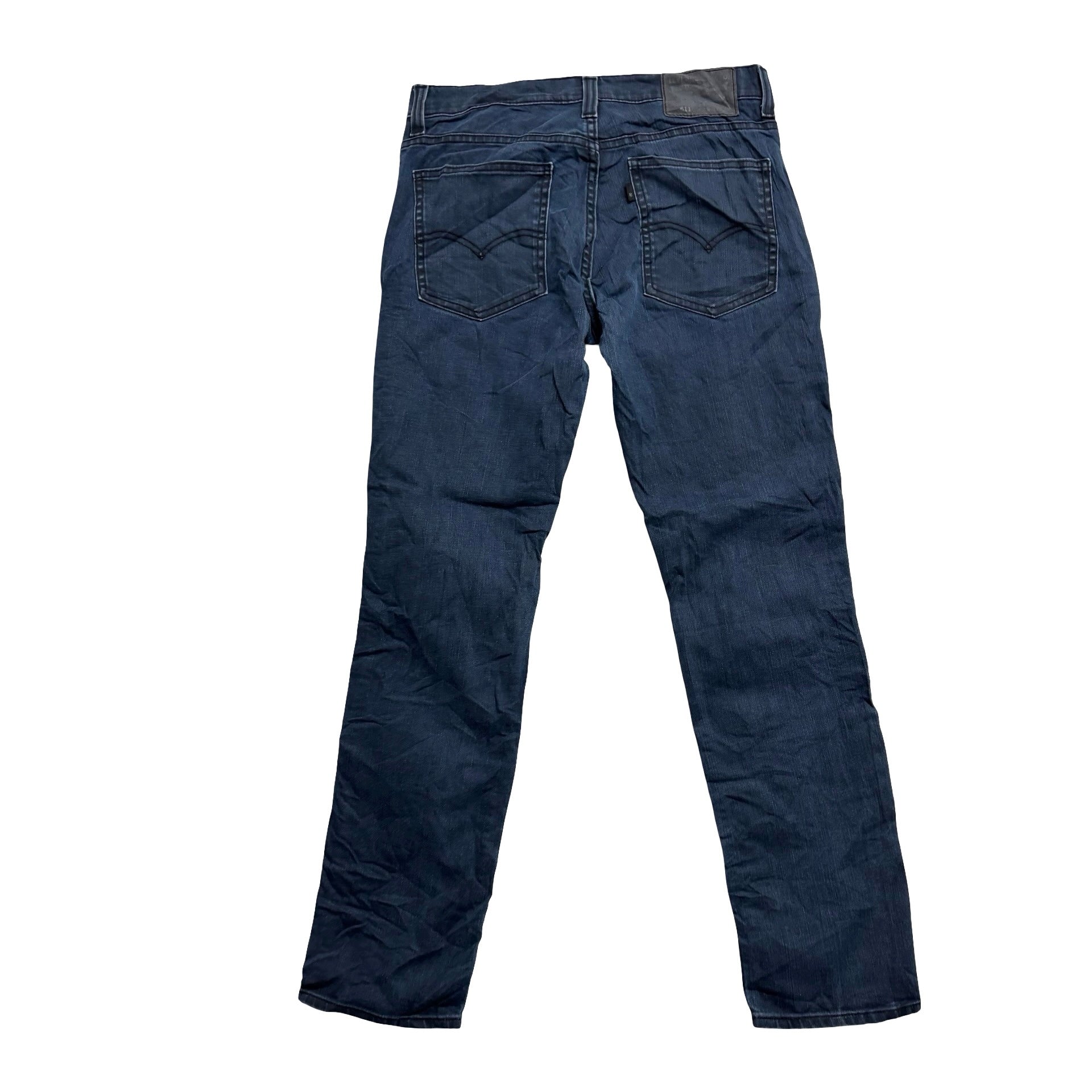 Levis 511 Jeans W30 L30 Mens Waxed Navy Blue Slim Fit Stretch Denim (E)