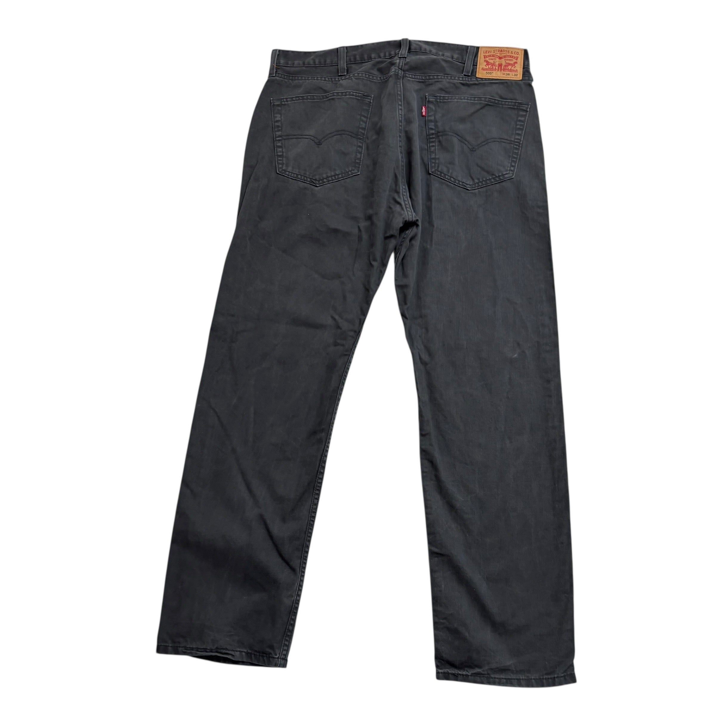 Levis 505 Trousers W38 L32 Mens Grey Regular Straight Fit Cotton Pants