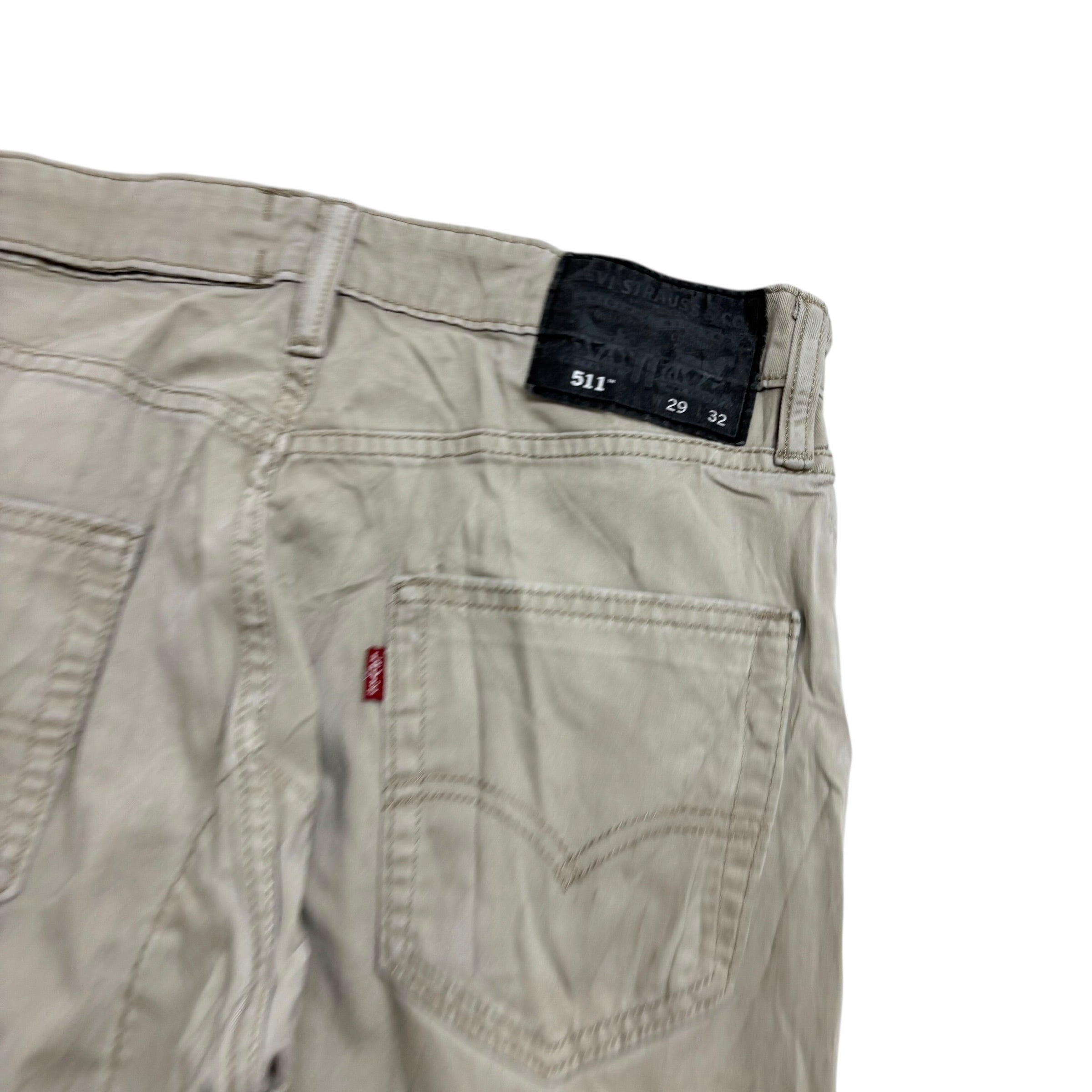 Levis 511 Commuter Trousers W29 L31 Mens Cream Slim Fit Pants (F)
