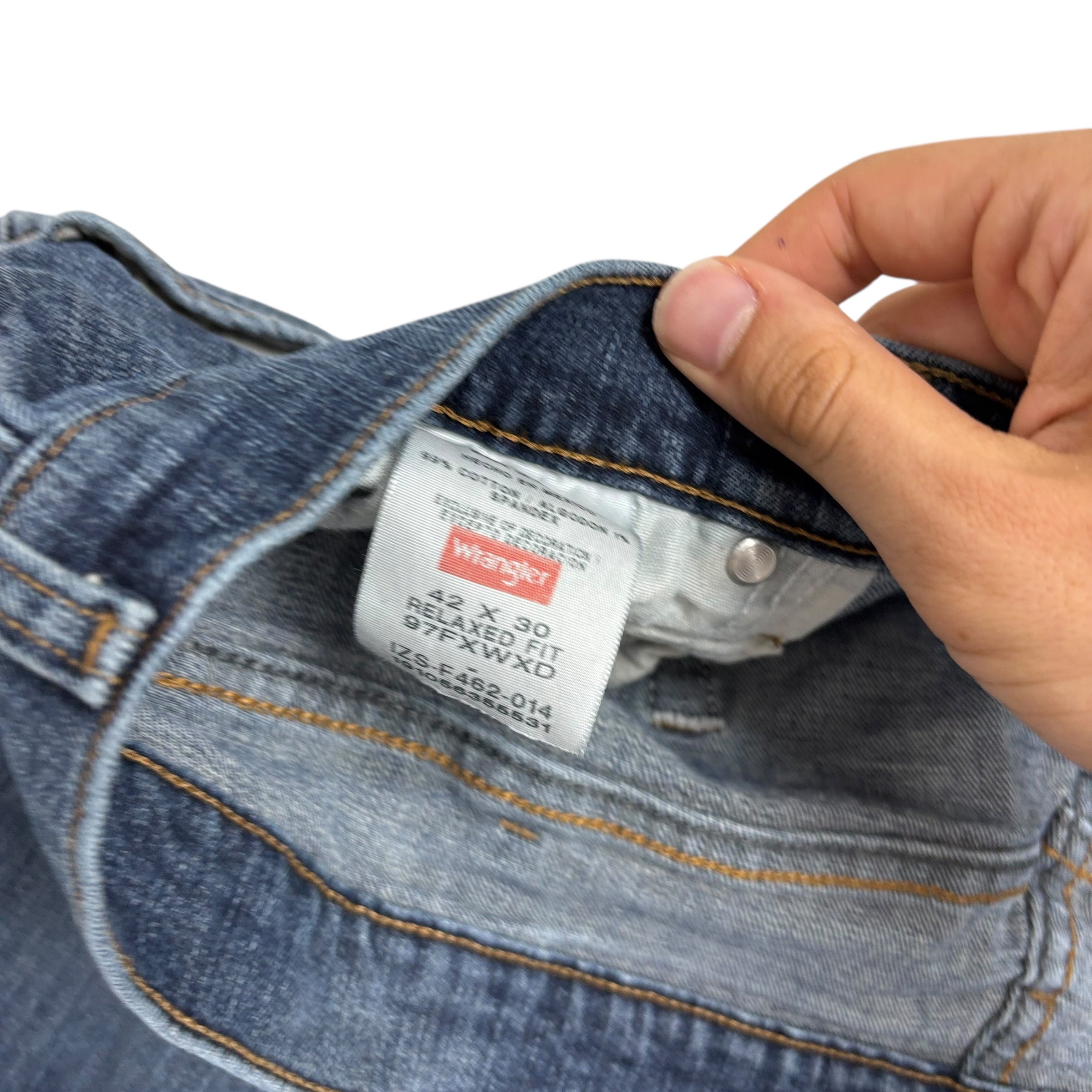 Wrangler Jeans W42 L30 Mens Dark Blue Regular Straight Fit Stretch Denim (F)