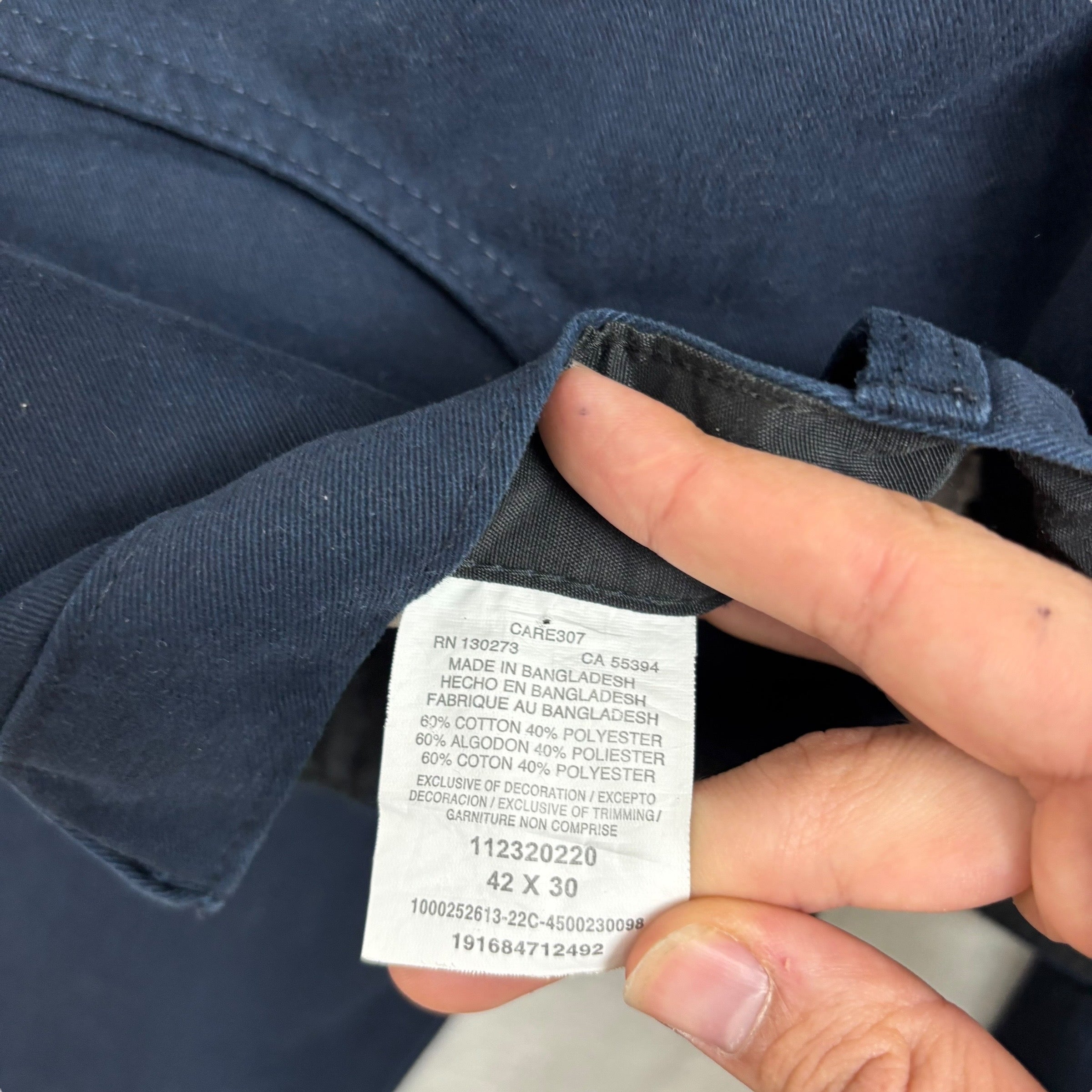 Wrangler Trousers W42 L30 Mens Navy Blue Relaxed Straight Fit Pants (E)