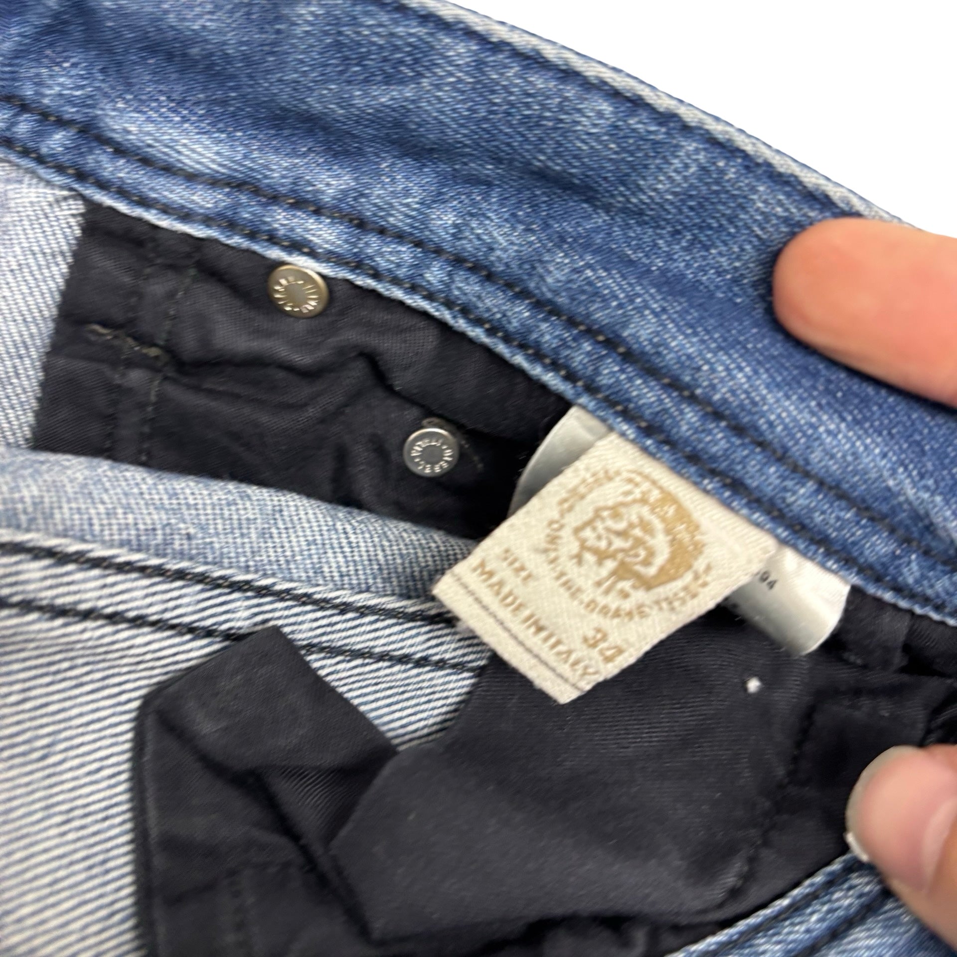 Diesel Safado Jeans W34 L32 Mens Mid Blue Regular Straight Fit Distressed (E)