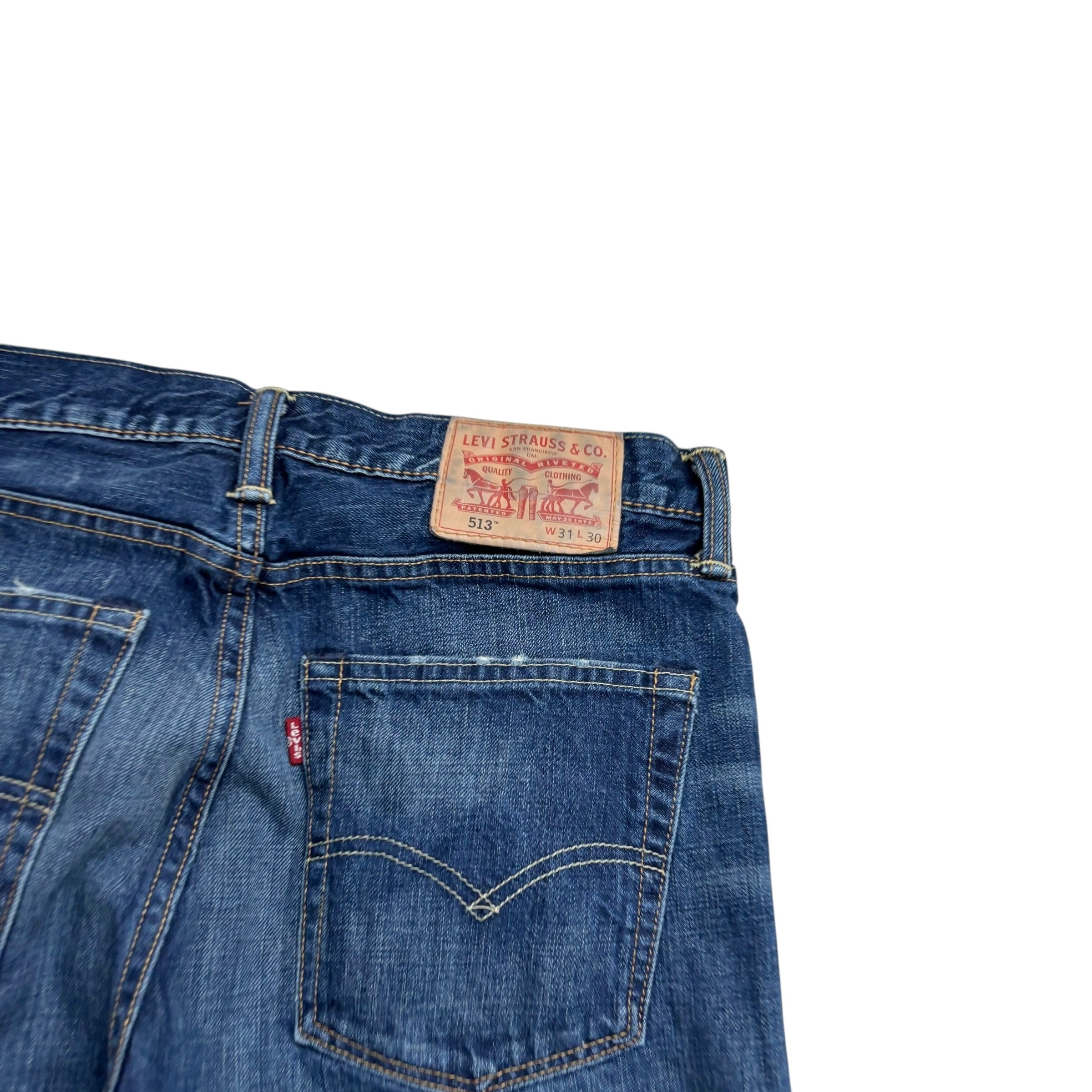 Levis 513 Jeans W31 L30 Mens Dark Blue Slim Straight Fit Denim (F)