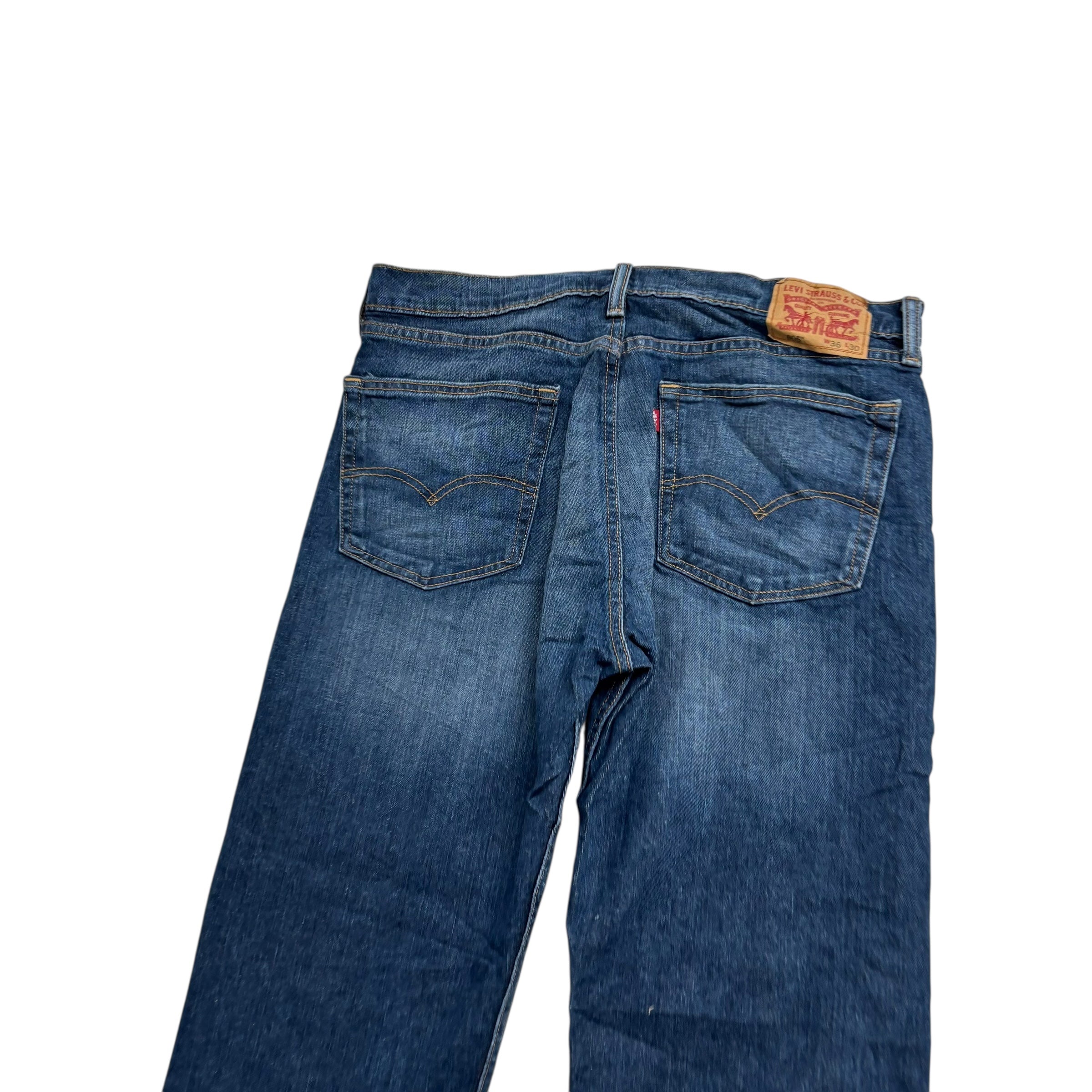 Levis 505 Jeans W36 L30 Mens Dark Blue Regular Straight Fit Stretch Denim (E)