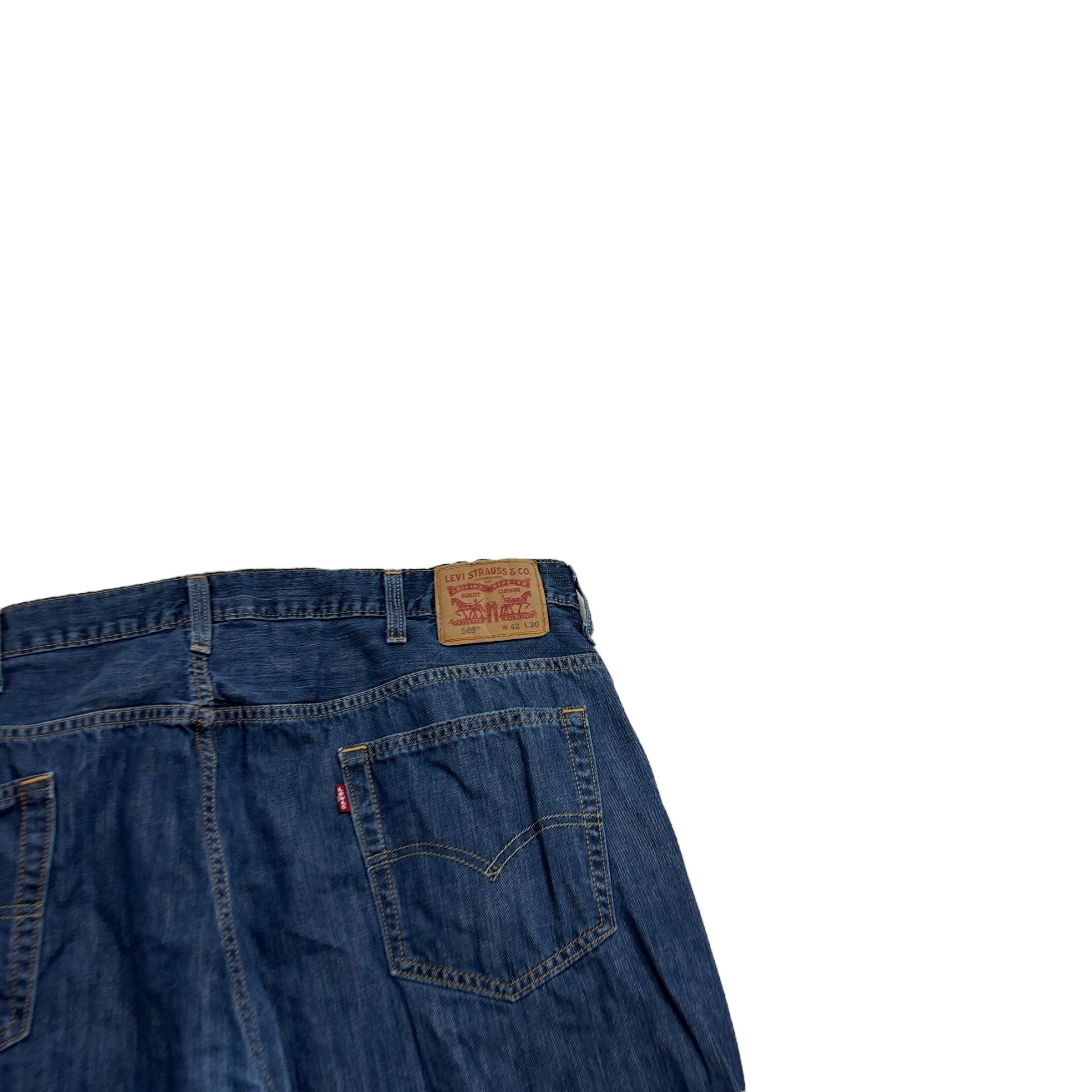 Levis 569 Jeans W42 L28 Mens Dark Blue Baggy Relaxed Straight Fit Denim