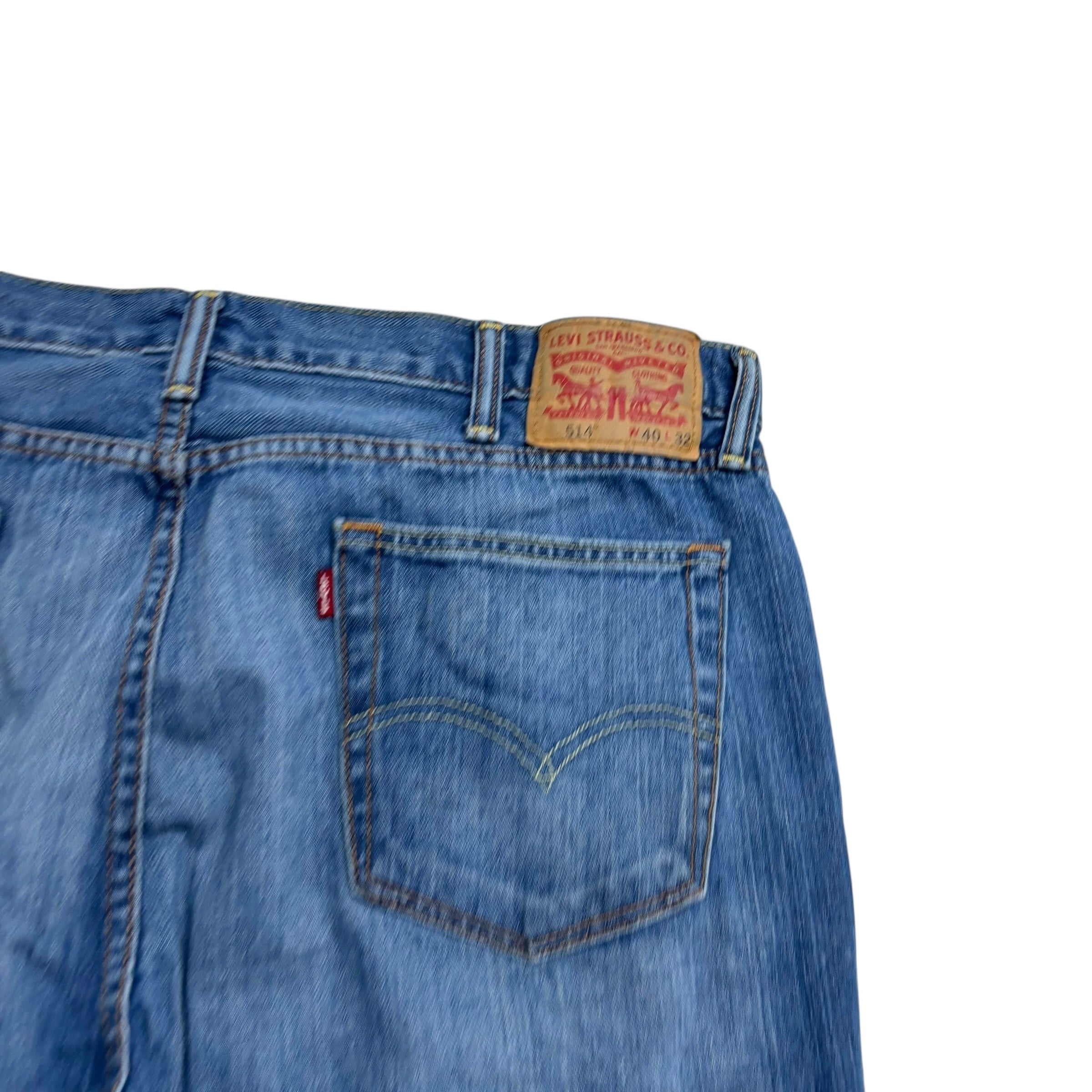 Levis 514 Jeans W40 L32 Mens Mid Blue Regular Straight Fit Denim (E)