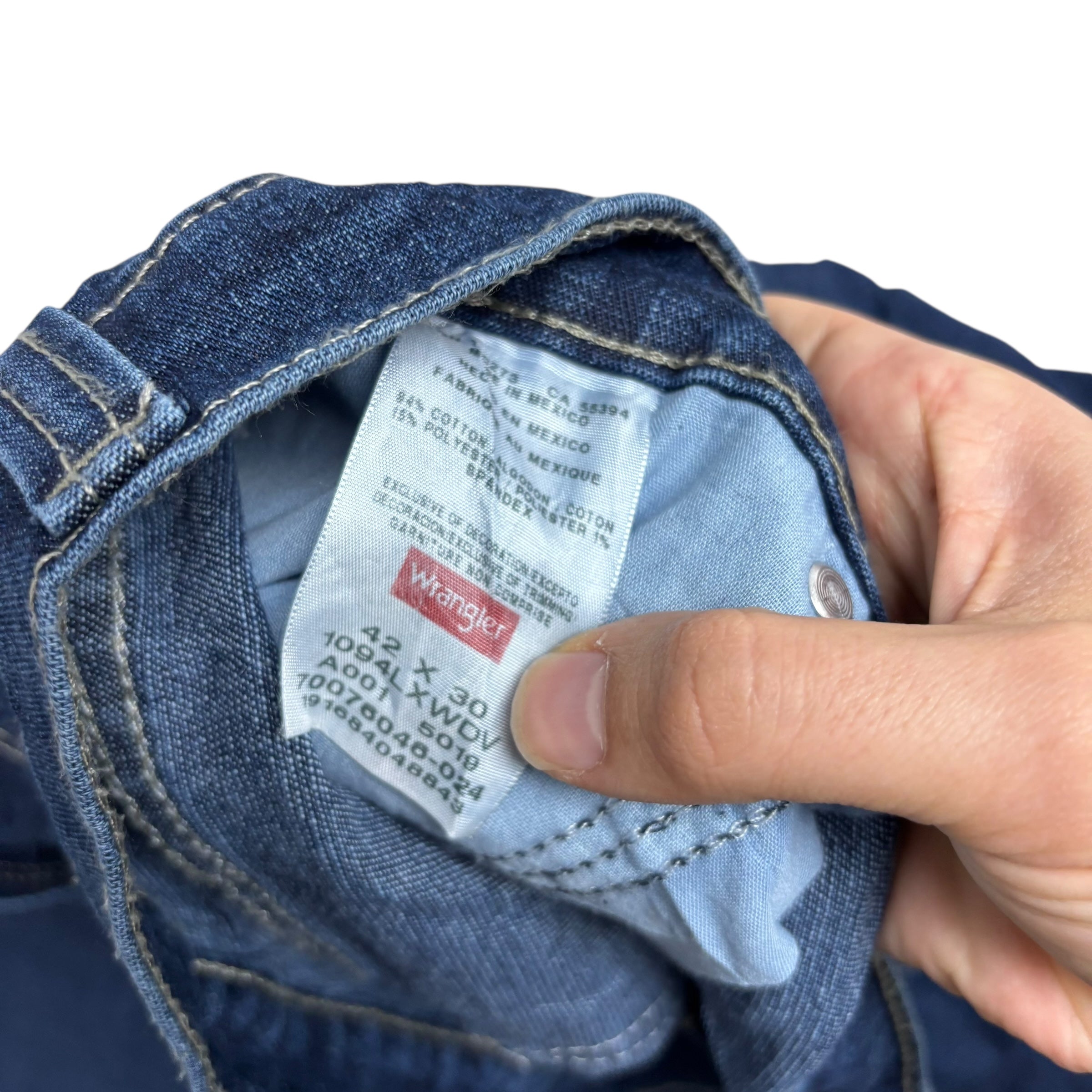 Wrangler Carpenter Jeans W42 L30 Mens Dark Blue Relaxed Straight Fit Stretch (E)