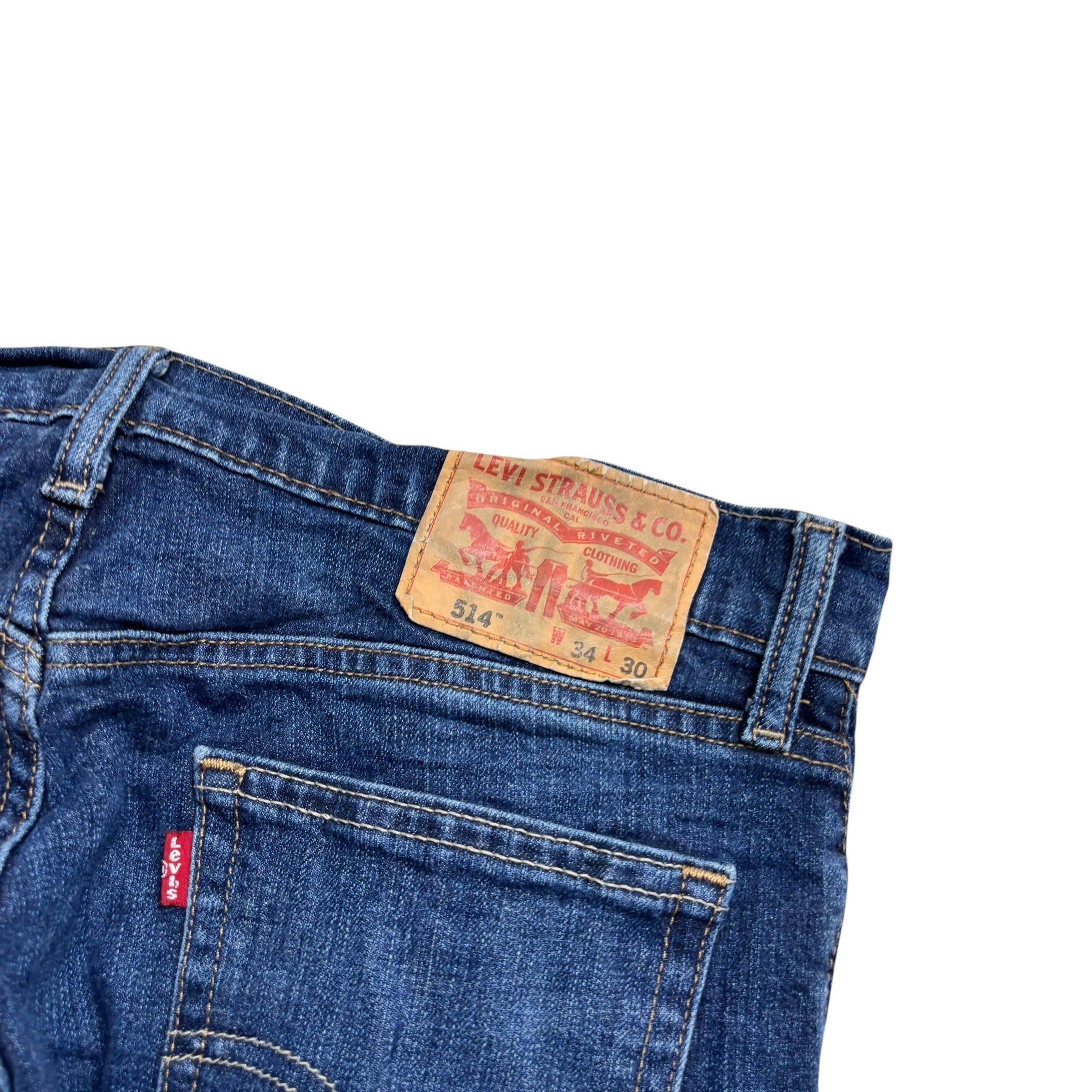 Levis 514 Jeans W34 L30 Mens Dark Blue Regular Straight Fit Stretch Denim