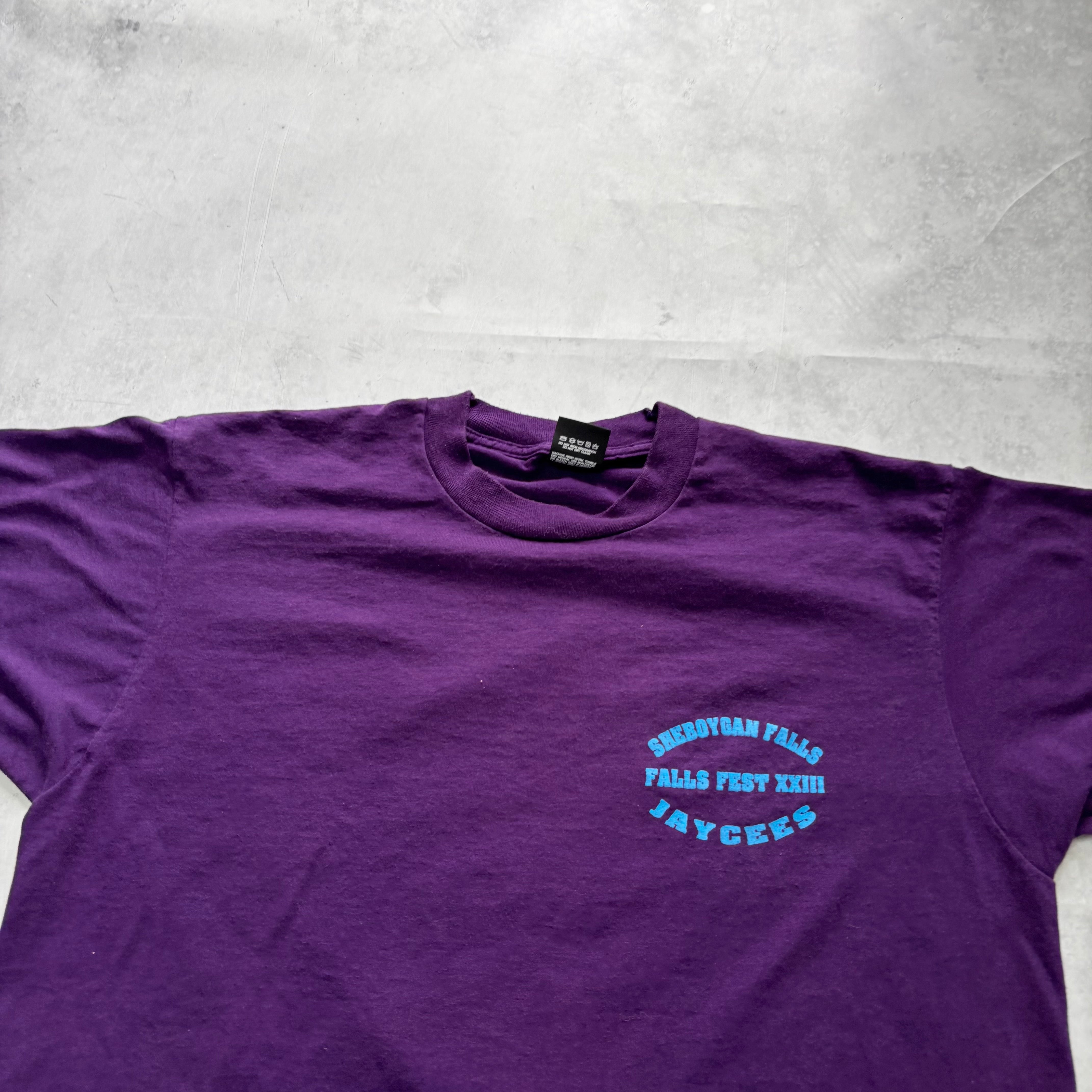 Vintage T Shirt Mens Large Purple Single Stitch Graphic Print 90s USA (E)