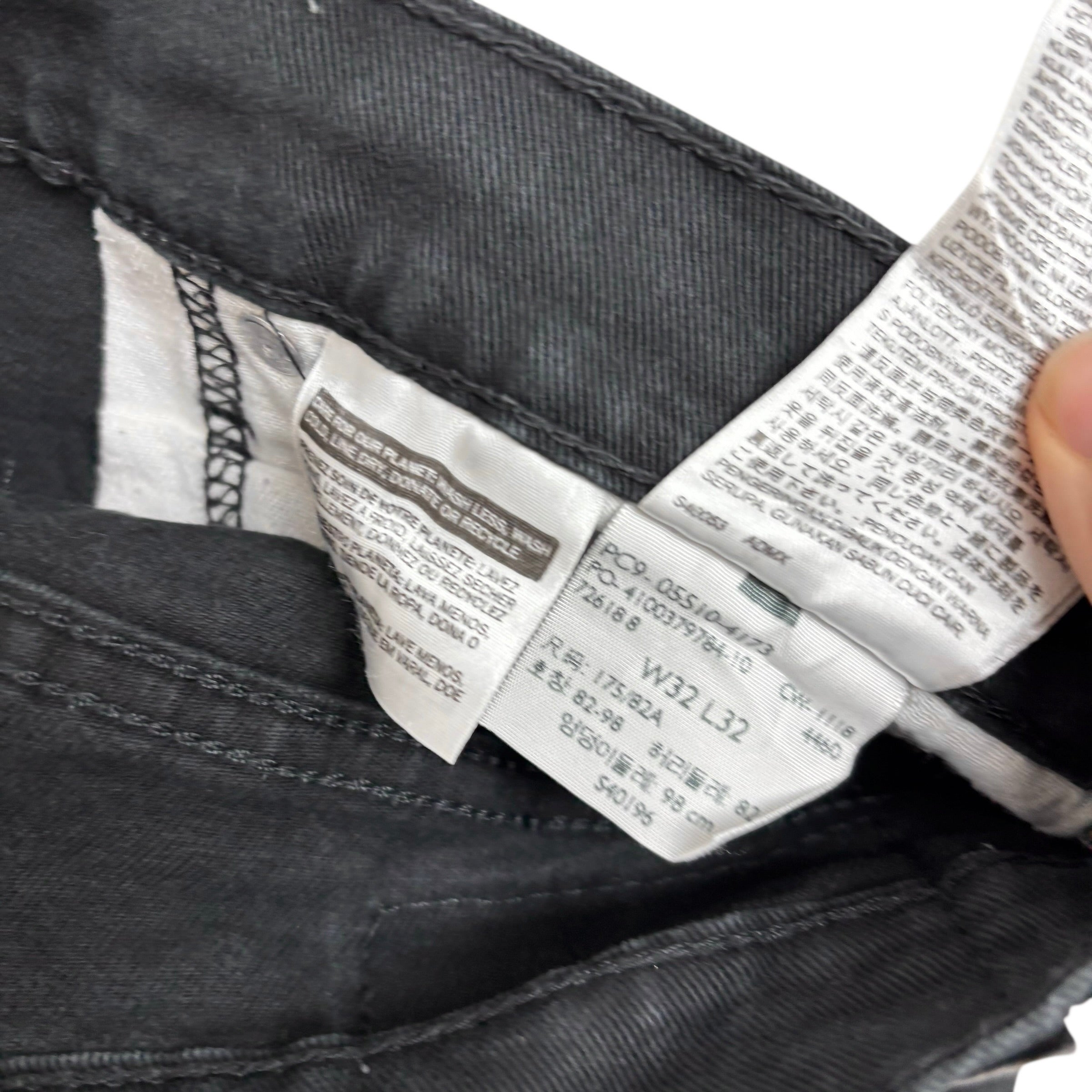 Levis 510 Jeans W32 L32 Mens Black Skinny Fit Stretch Denim (E)