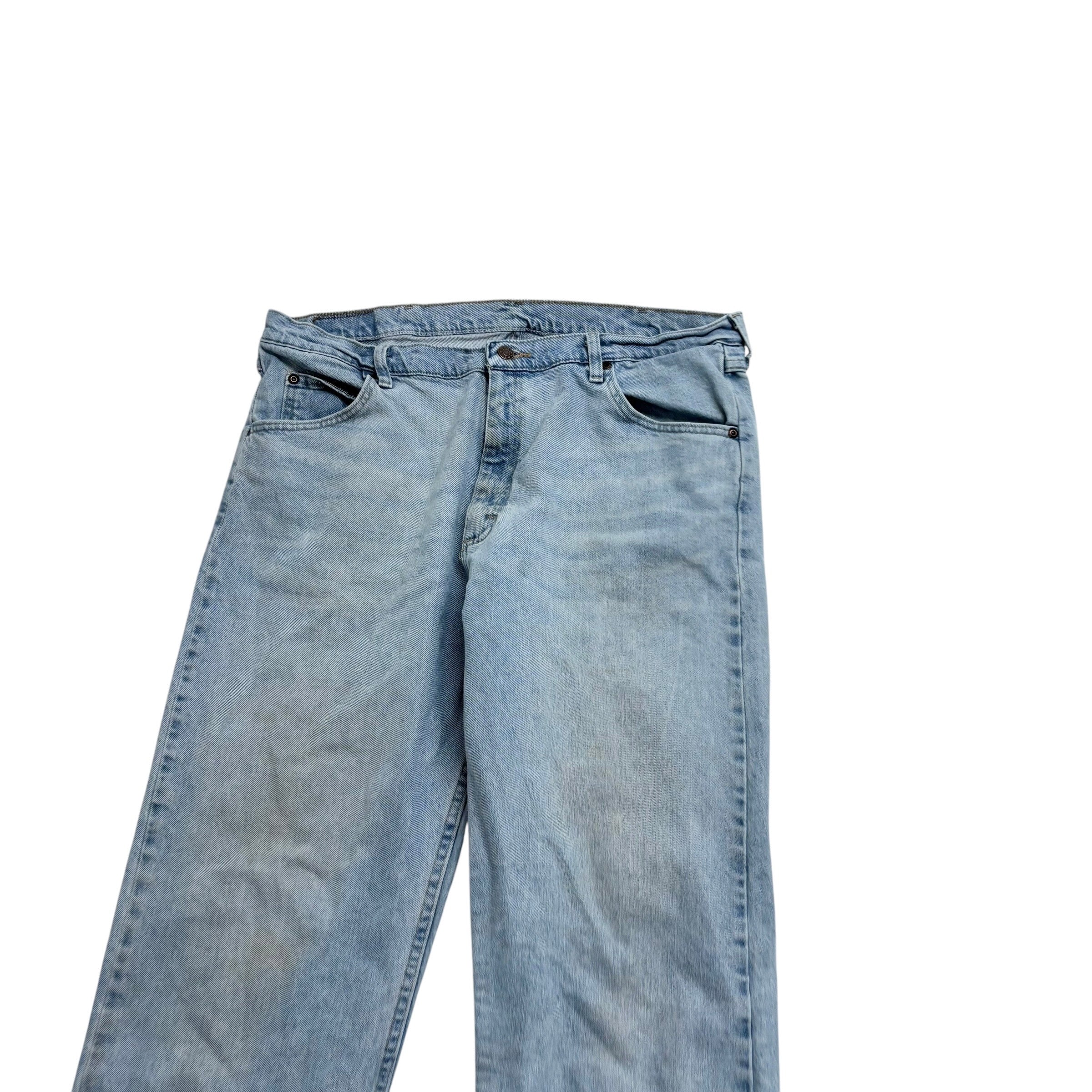 Wrangler Jeans W38 L34 Mens Light Blue Regular Straight Fit Stretch Denim (F)