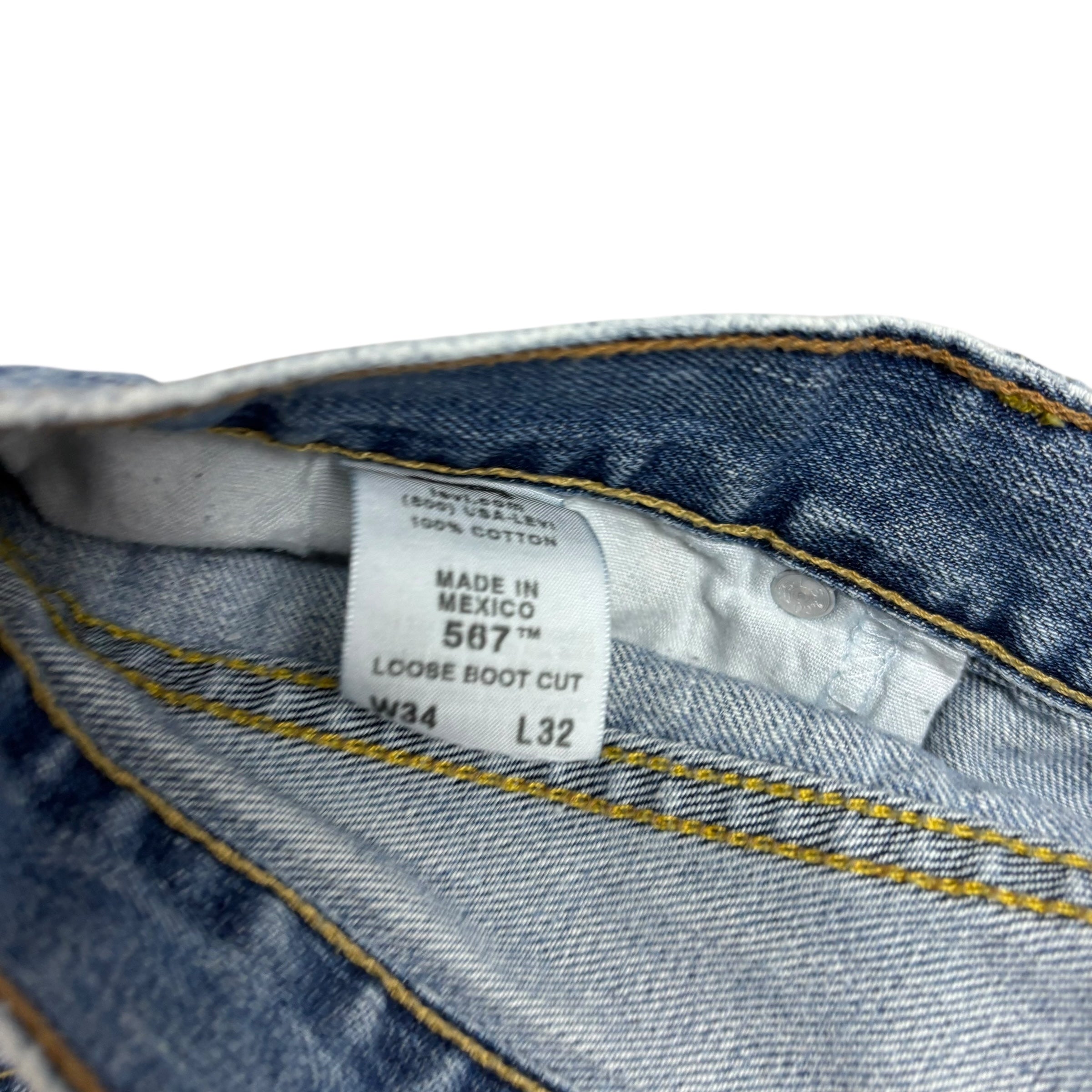 Levis 567 Jeans W34 L31 Mens Light Blue Baggy Relaxed Bootcut Fit Vintage (F)