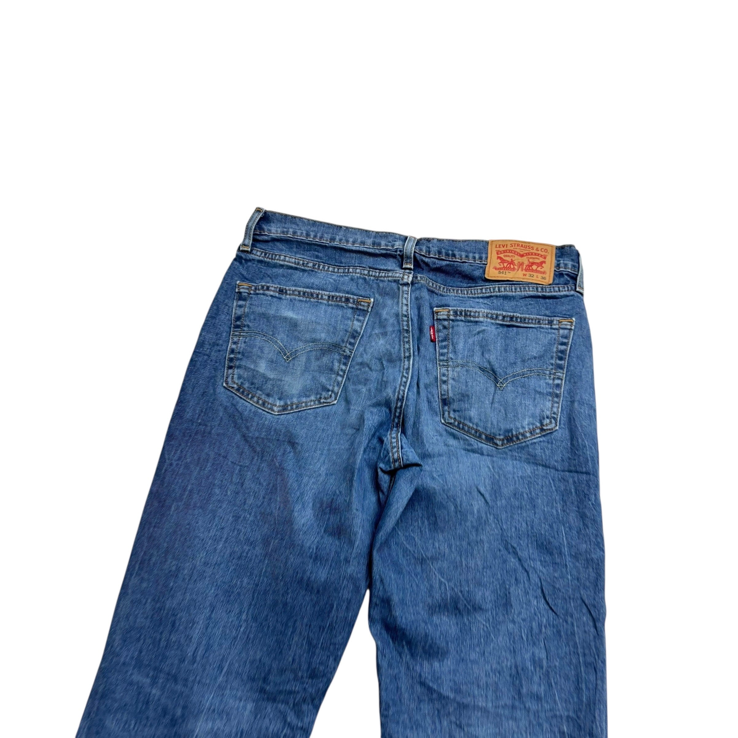 Levis 541 Jeans W32 L35 Mens Mid Blue Athletic Tapered Fit Stretch Denim (E)