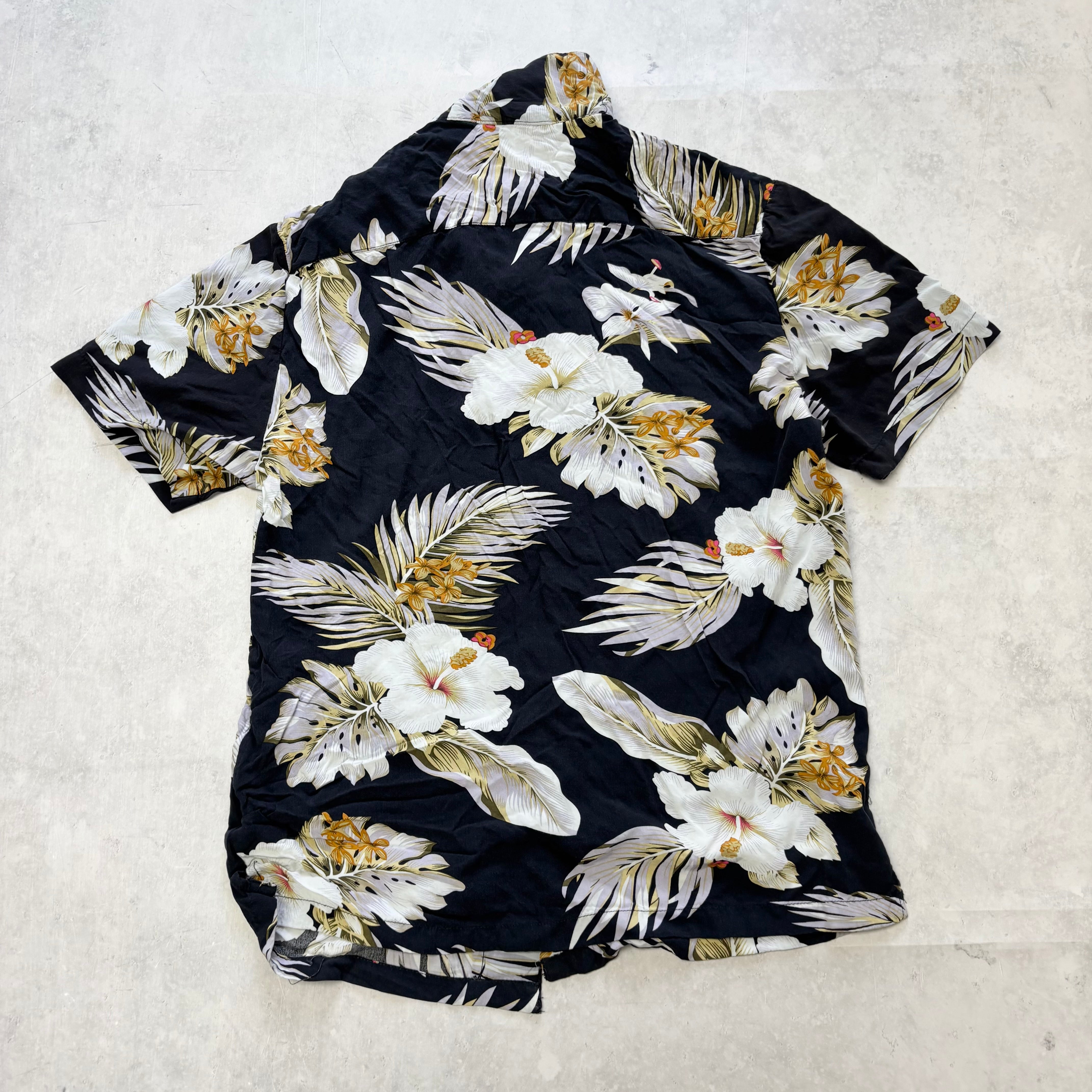 Hawaiian Shirt Mens Small Navy Short Sleeve Viscose Regular Fit (E)