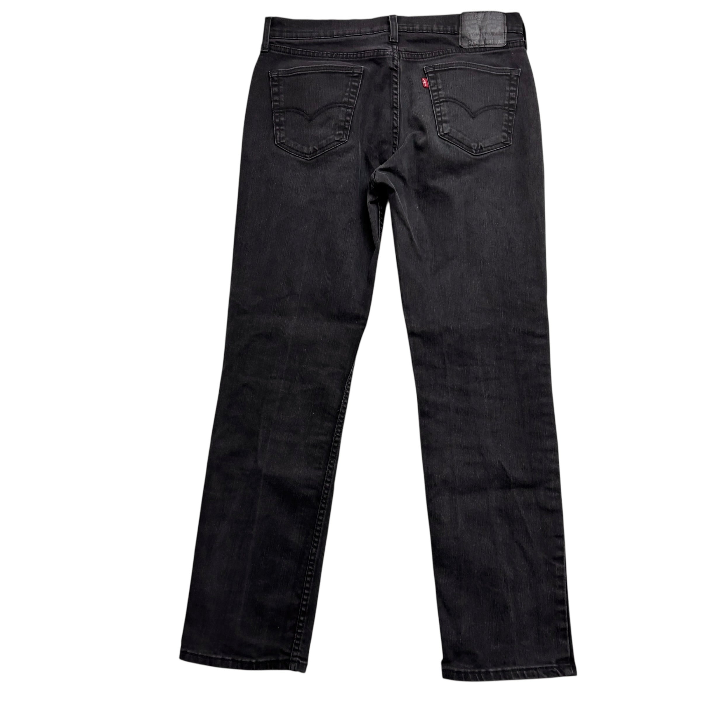 Levis 514 Jeans W34 L32 Mens Black Regular Straight Fit Stretch Denim (E)