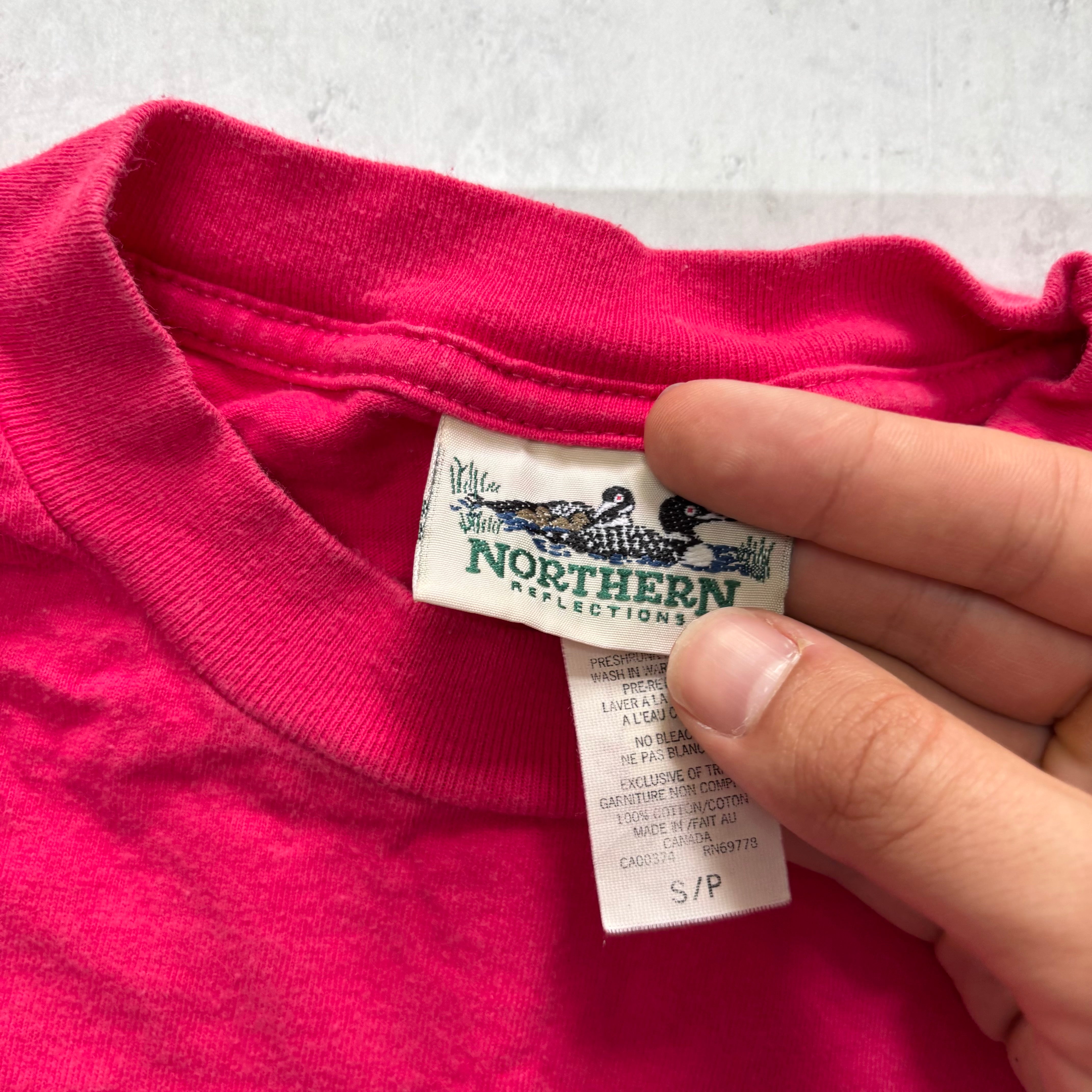 Vintage T Shirt Mens Small Pink Single Stitch Graphic Print 90s Cute Cottage (E)