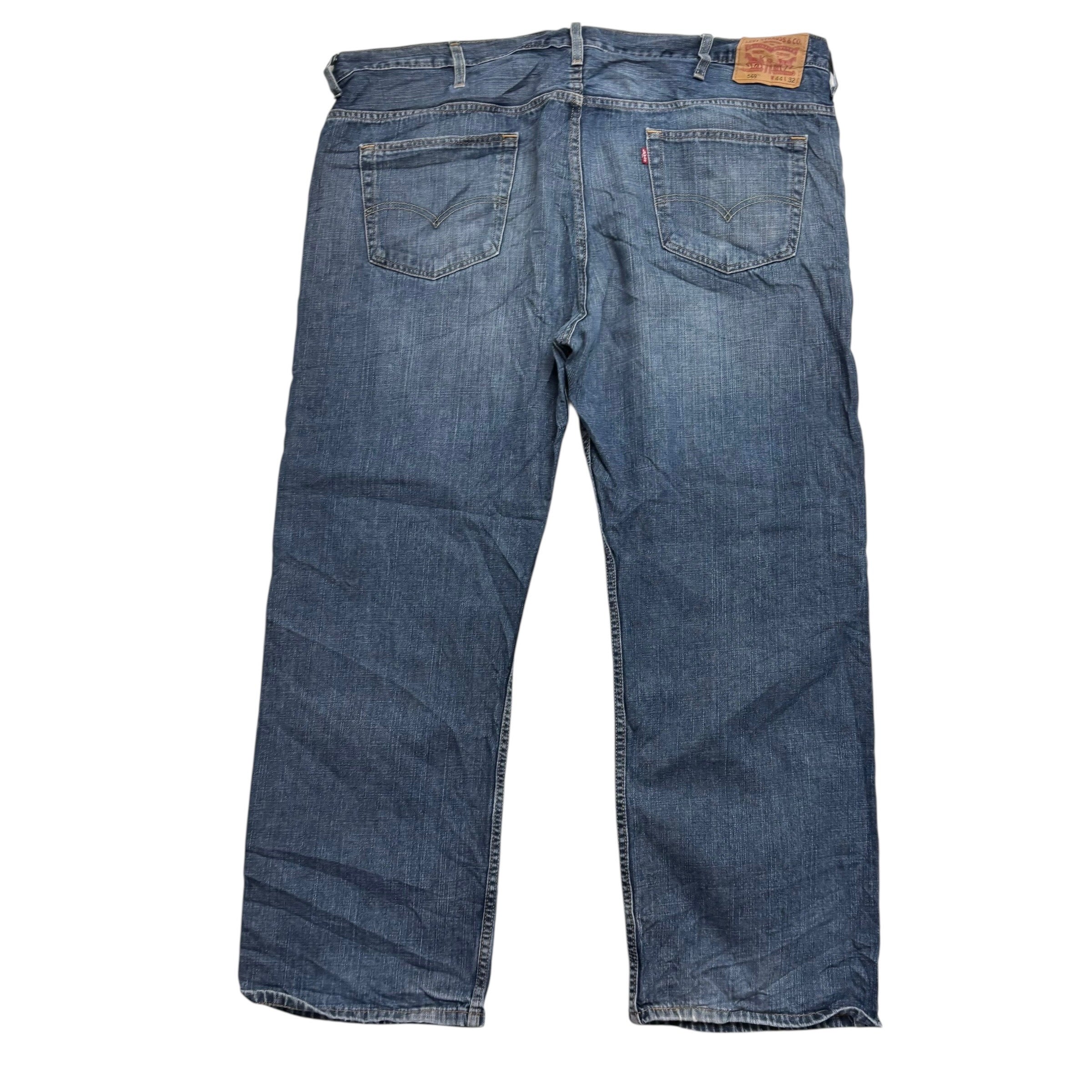 Levis 569 Jeans W46 L32 Mens Dark Blue Baggy Relaxed Straight Fit Denim