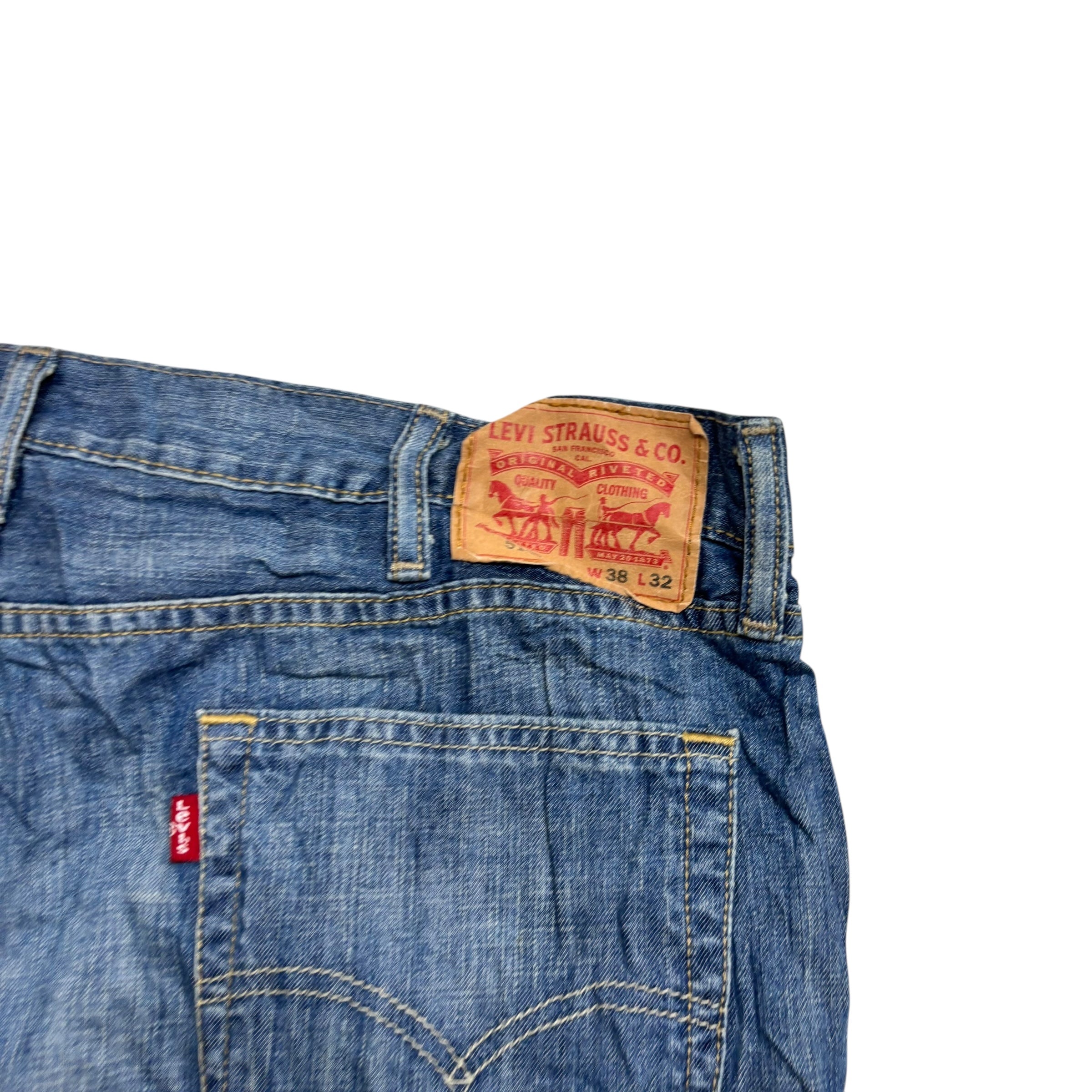 Levis 514 Jeans W38 L29 Mens Mid Blue Regular Straight Fit Denim (E)